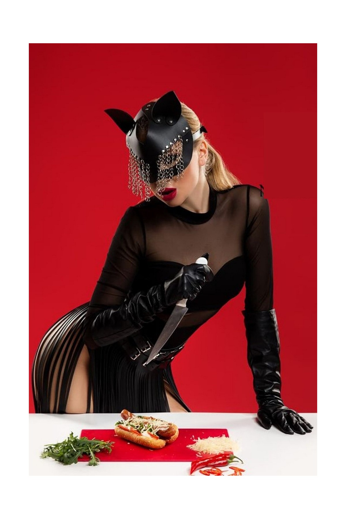 Candy Women Kadın Fantezi Etek ve Maske Seksi Kostüm