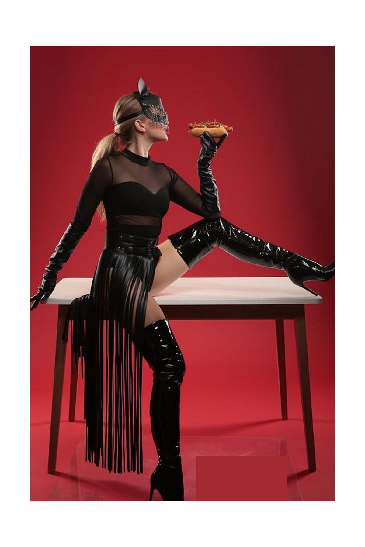 Candy Women Kadın Fantezi Etek ve Maske Seksi Kostüm görsel 2
