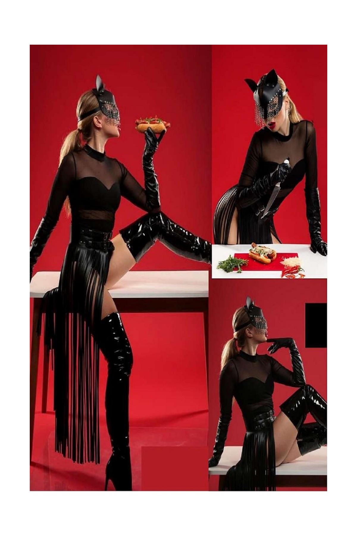 Candy Women Kadın Fantezi Etek ve Maske Seksi Kostüm görsel 3
