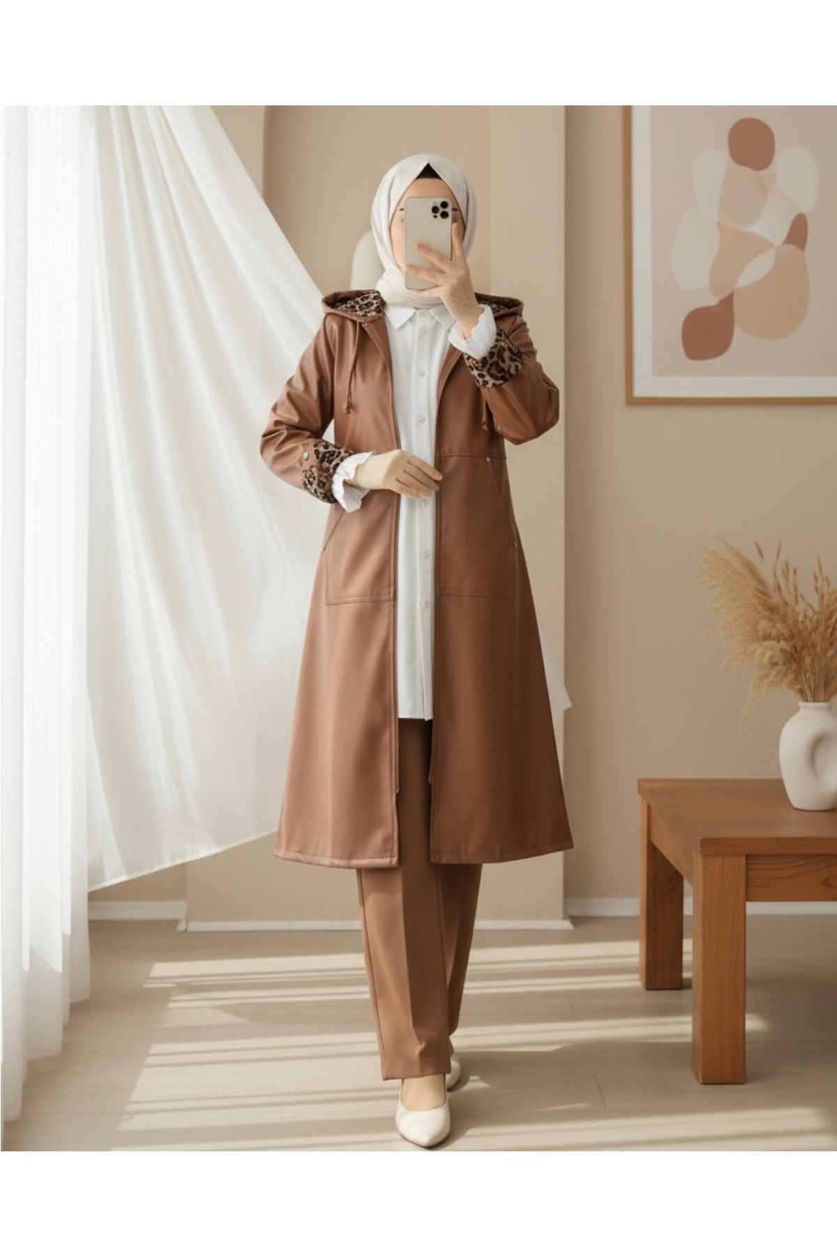 Moda Morfo Fermuarlı Kolu Katlamalı Deri Kap -Taba