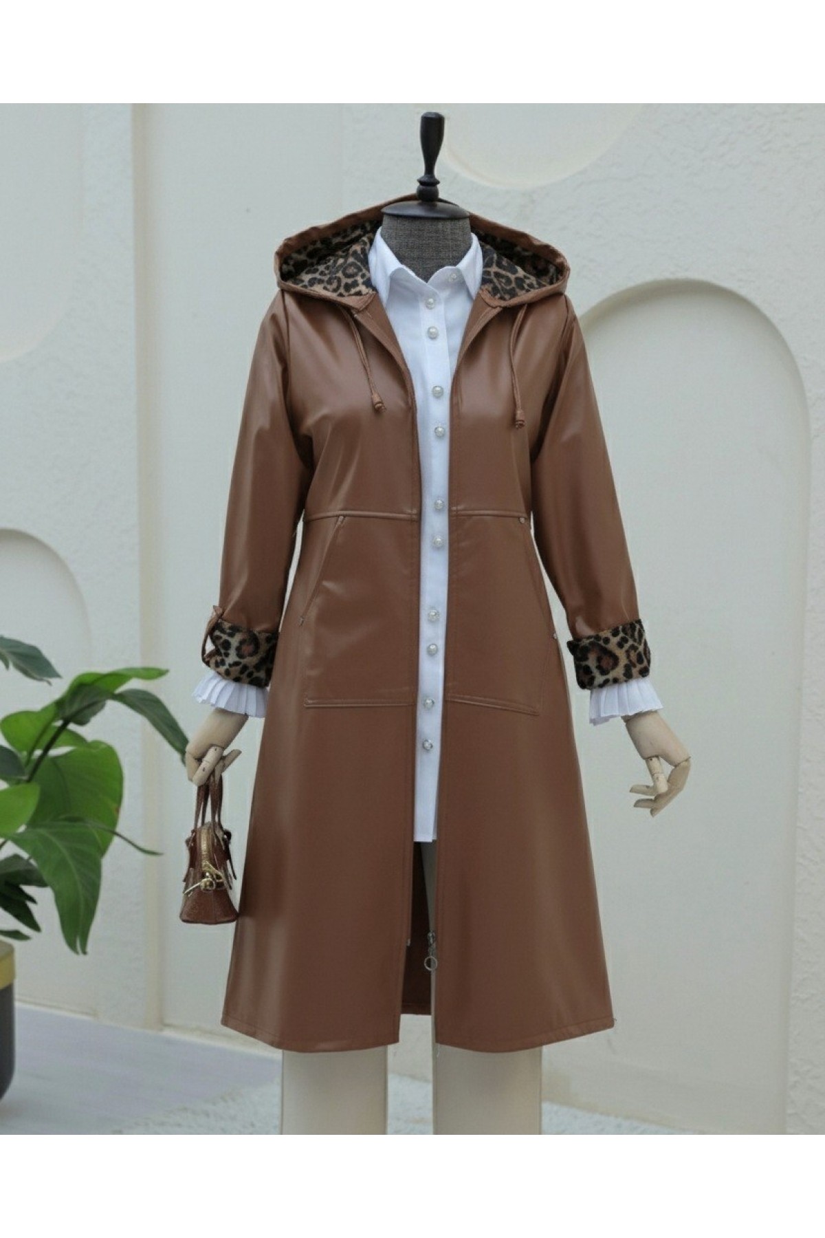 Moda Morfo Fermuarlı Kolu Katlamalı Deri Kap -Taba görsel 2