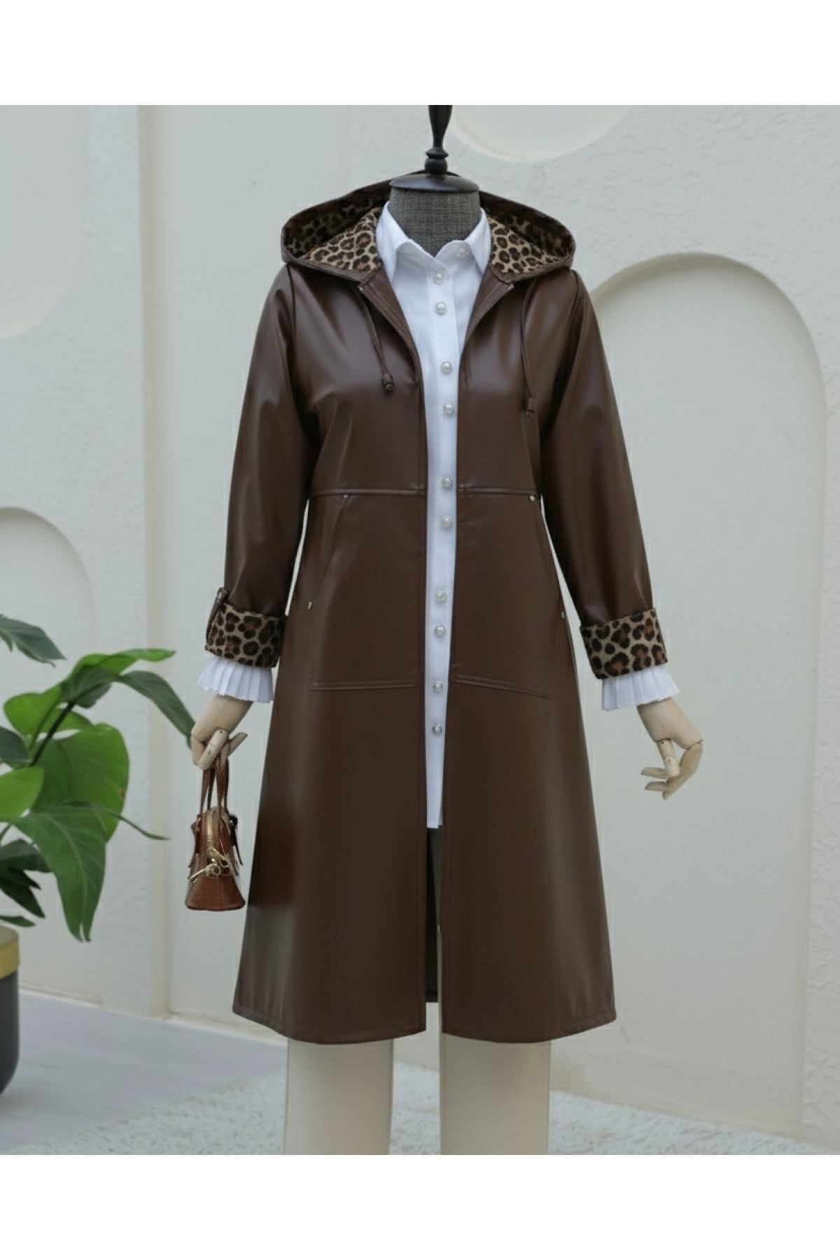 Moda Morfo Fermuarlı Kolu Katlamalı Deri Kap -Taba görsel 7
