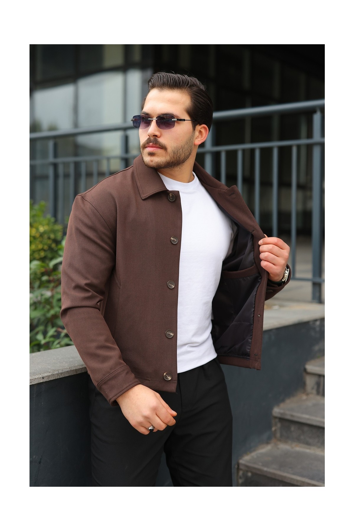 Baselco Spor Şık Rahat Kumaş Düğmeli Mevsimlik Ceket