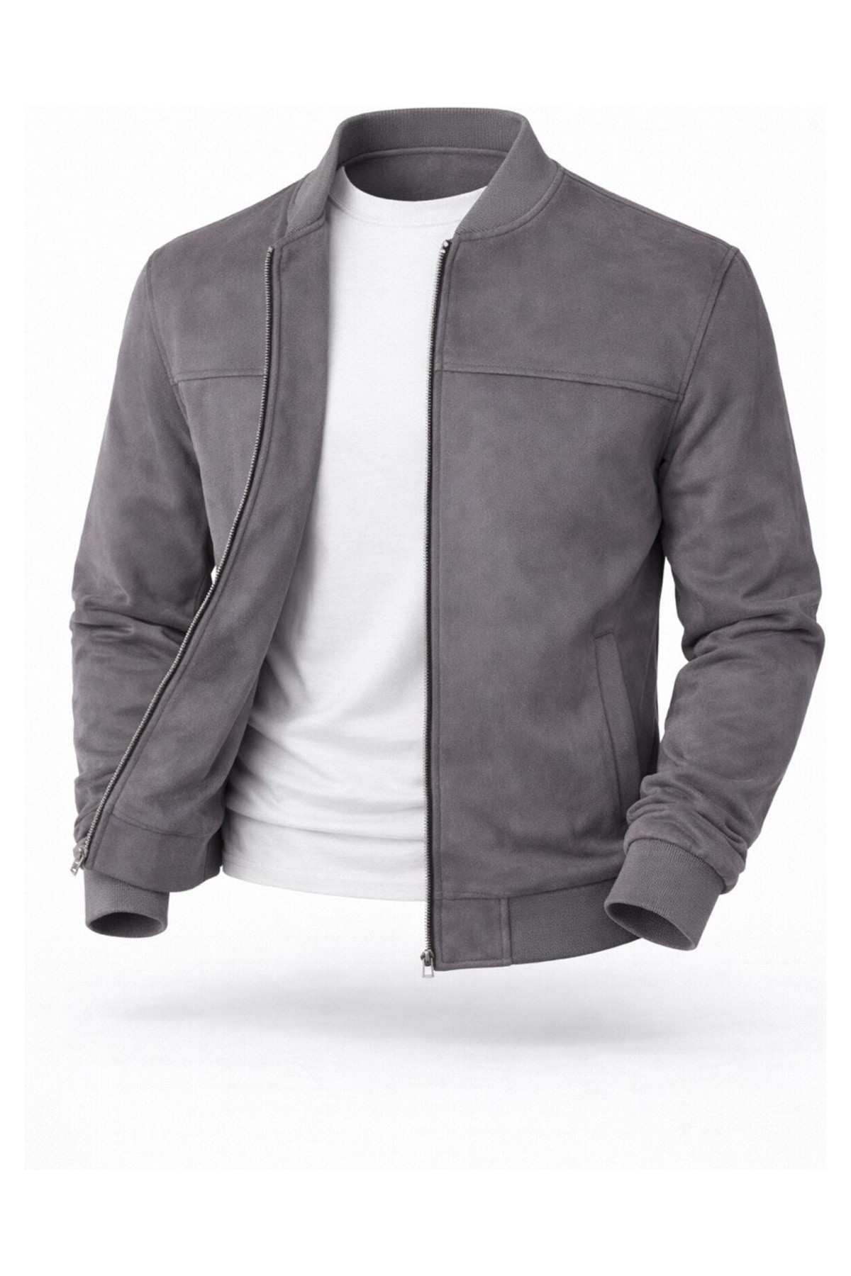 Baselco Premium Slim Fit Bomber Kolej Deri Ceket görsel 3