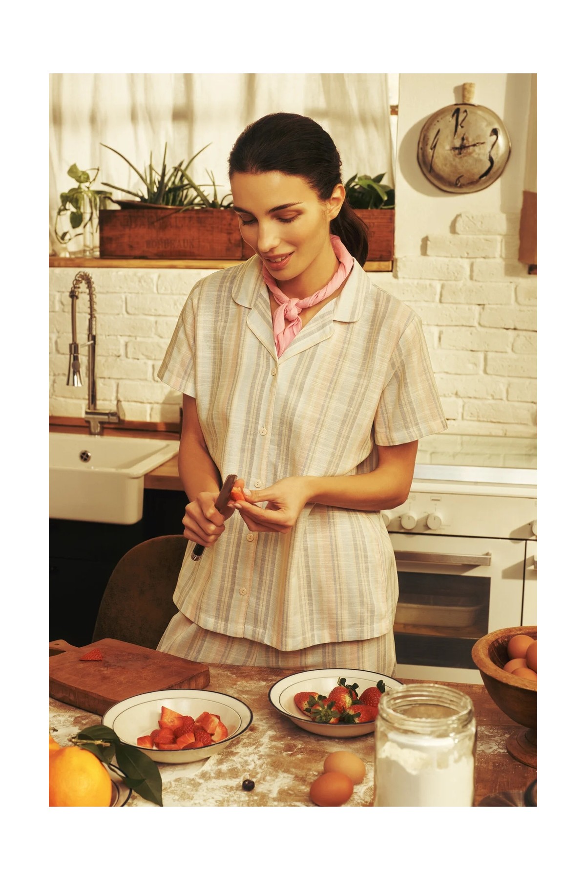 Penti Mixed Çizgili Gömlek Kısa Kollu Pijama Takımı