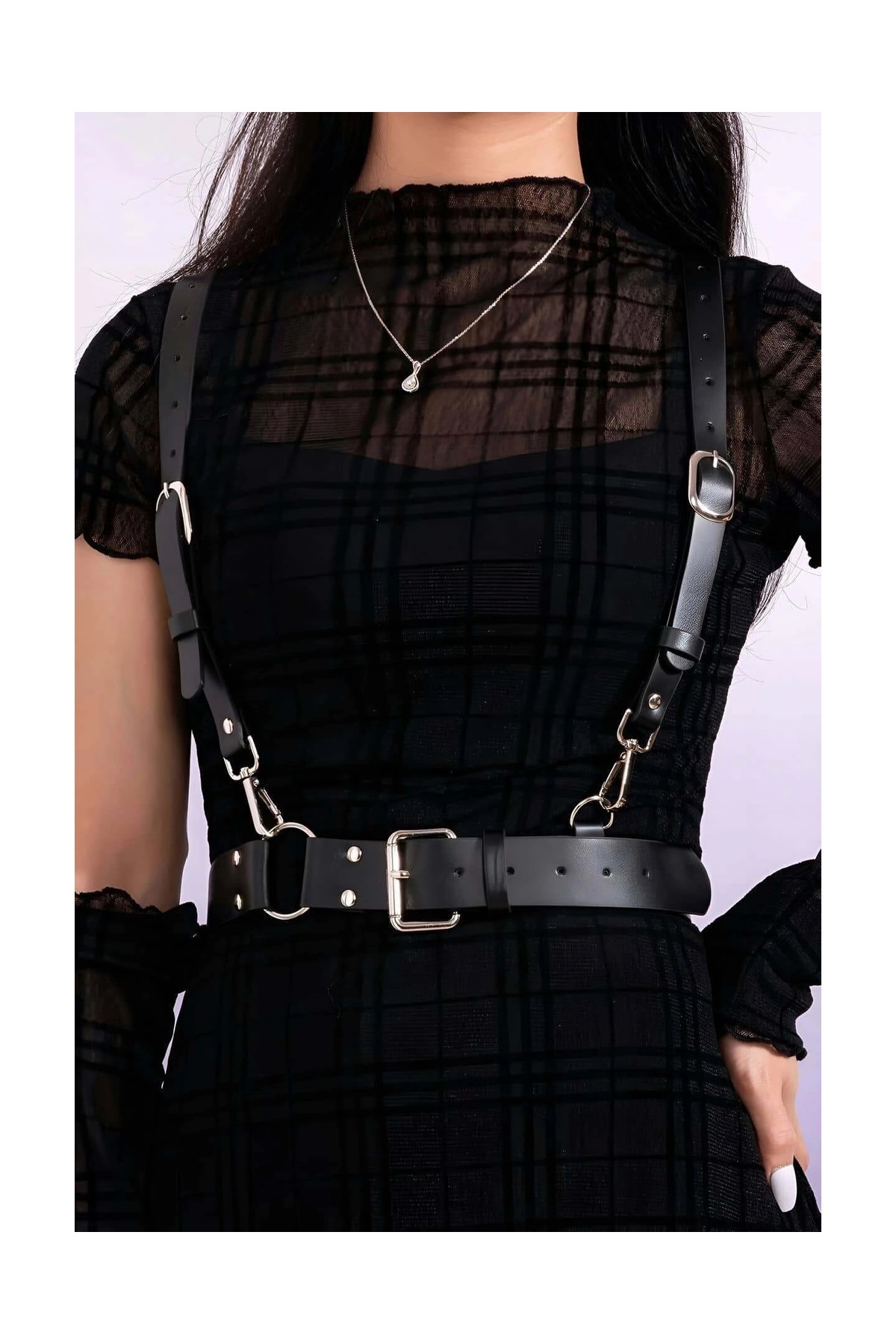 Liyuza Elbise Üzeri Askılı Deri Kemer Harness - BRF934 görsel 3