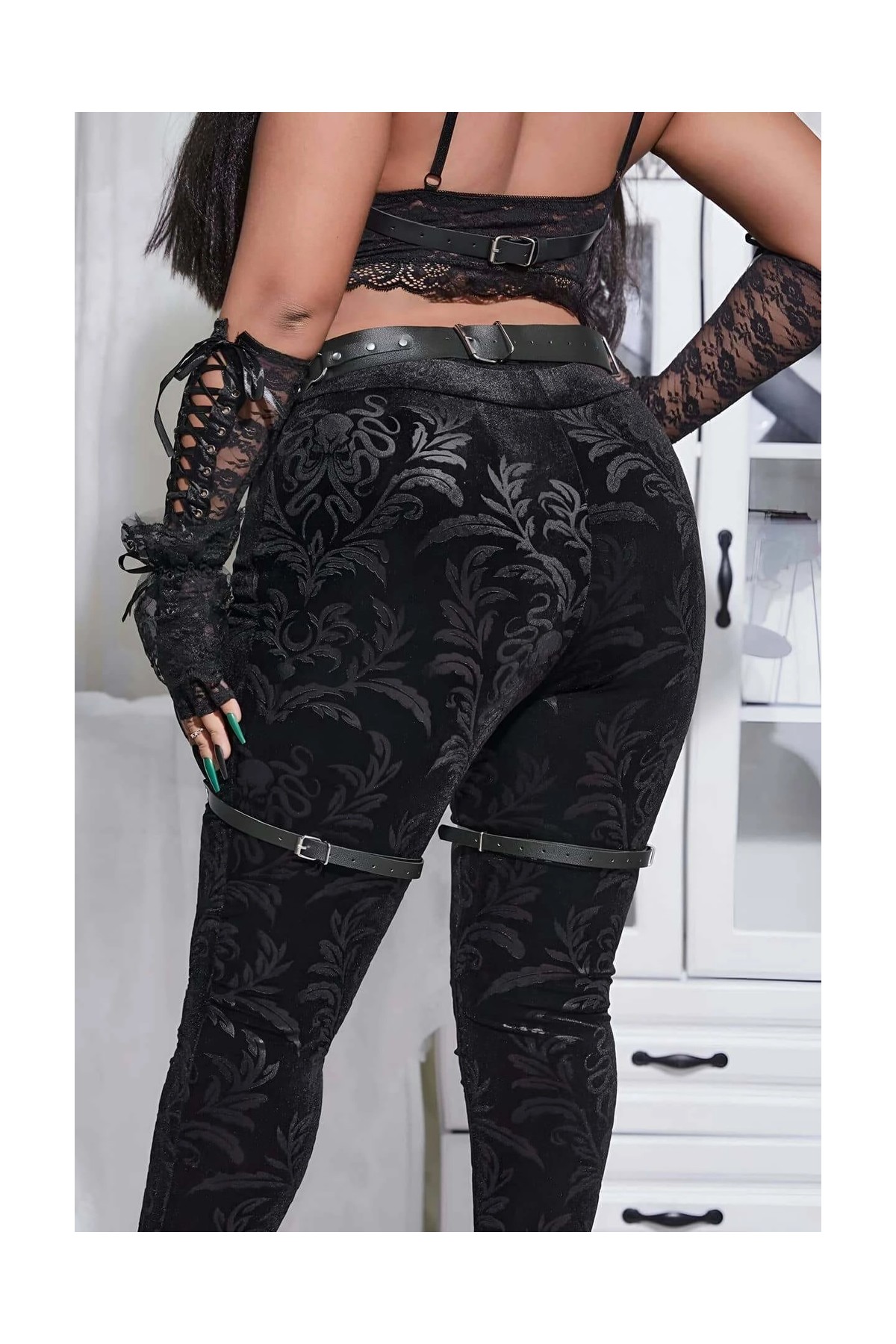 Liyuza Seksi Deri Jartiyer Harness - BRF956 görsel 6