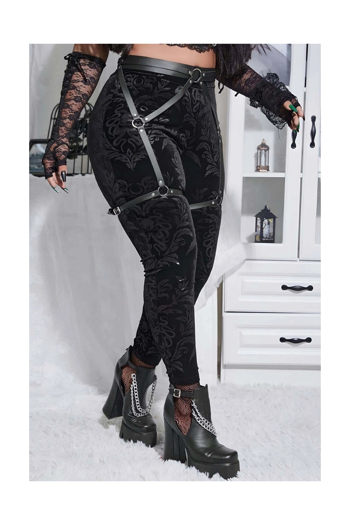 Liyuza Seksi Deri Jartiyer Harness - BRF956 görsel 7
