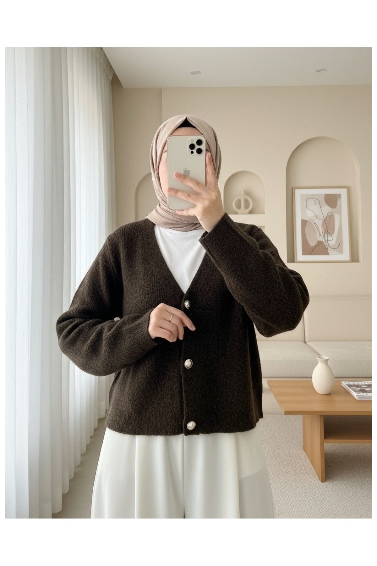 Moda Morfo Önü Düğmeli Yumoş Triko Hırka -Siyah