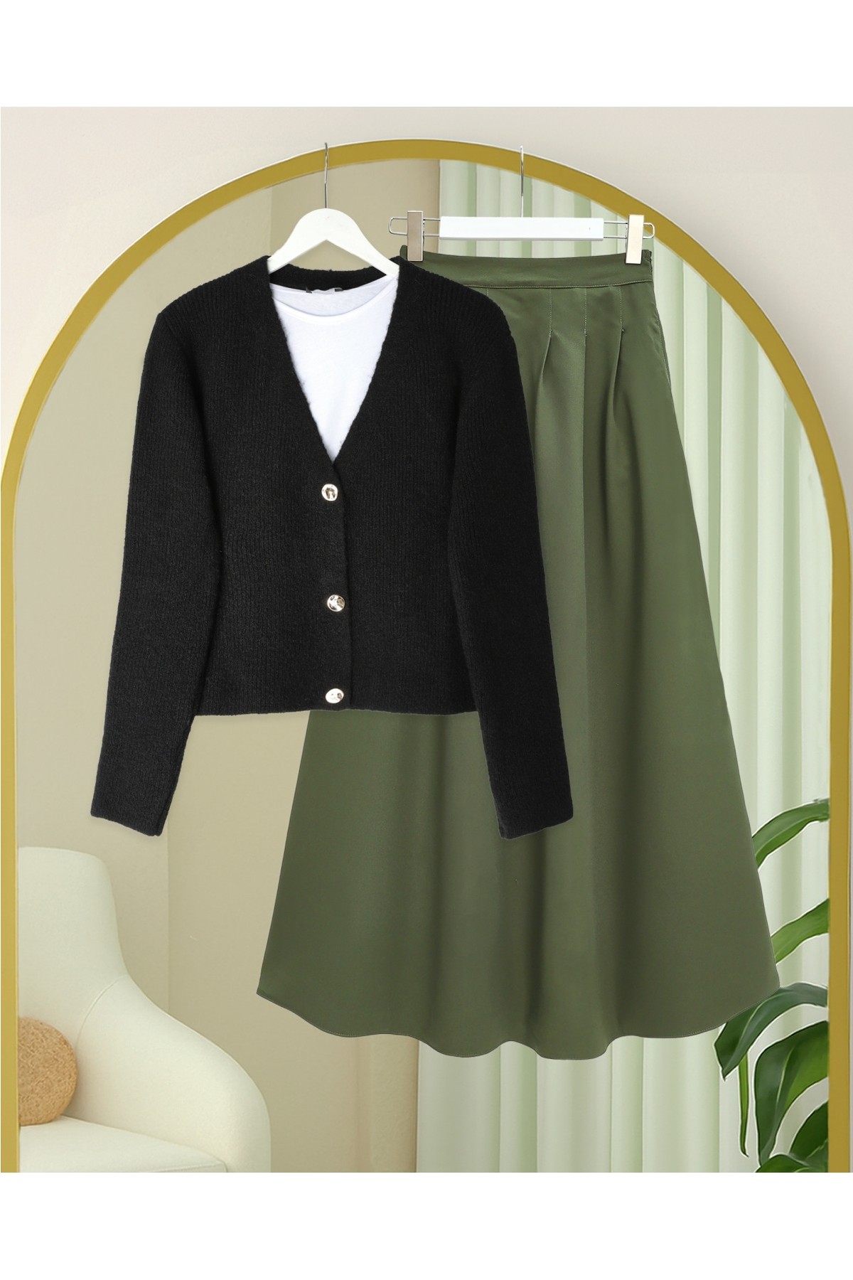 Moda Morfo Önü Düğmeli Yumoş Triko Hırka -Siyah görsel 8