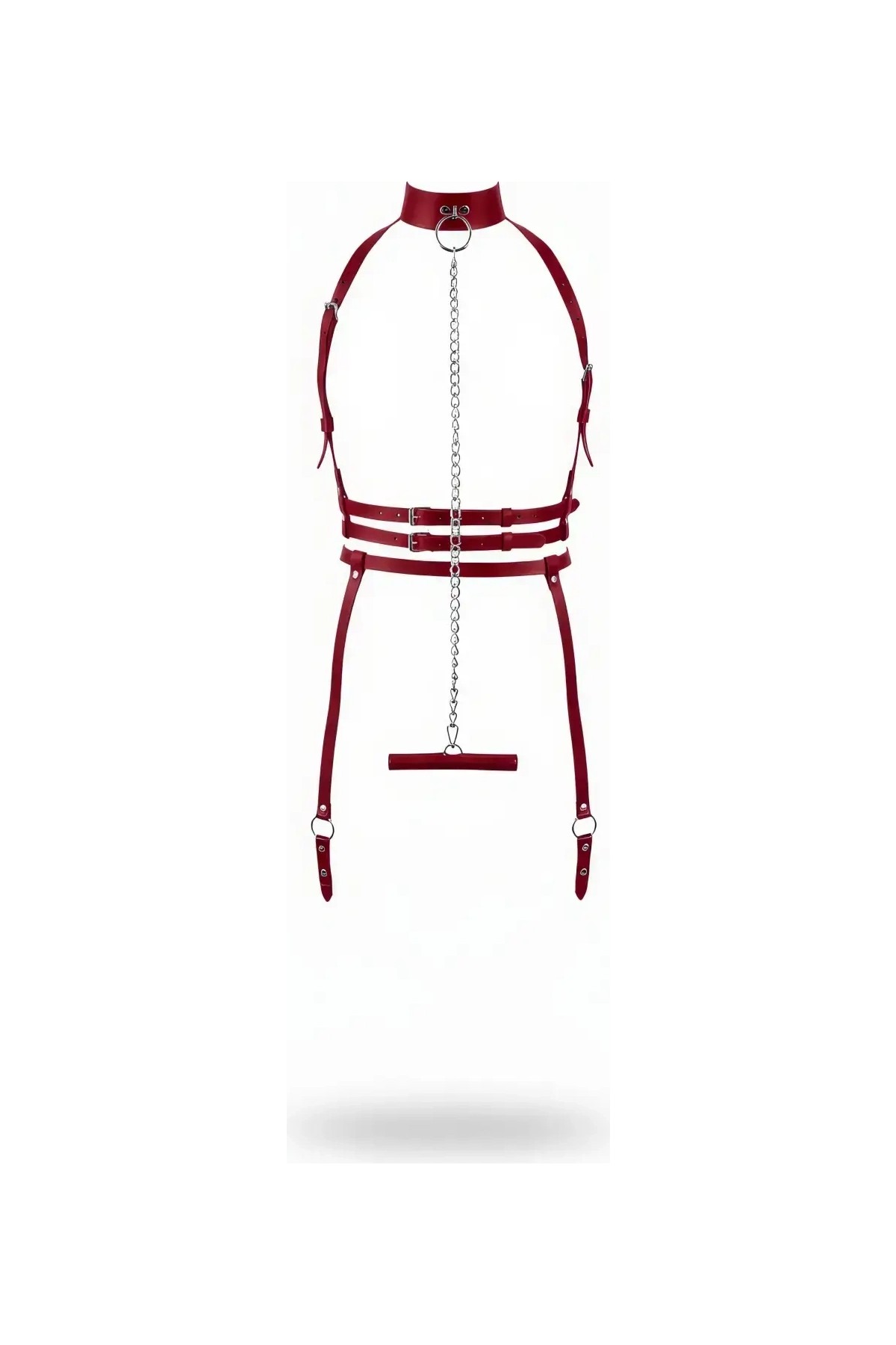 Liyuza Bordo Harness Takım Zincir Detaylı Boyunluklu Vücut Aksesuarı - BRF233 görsel 3