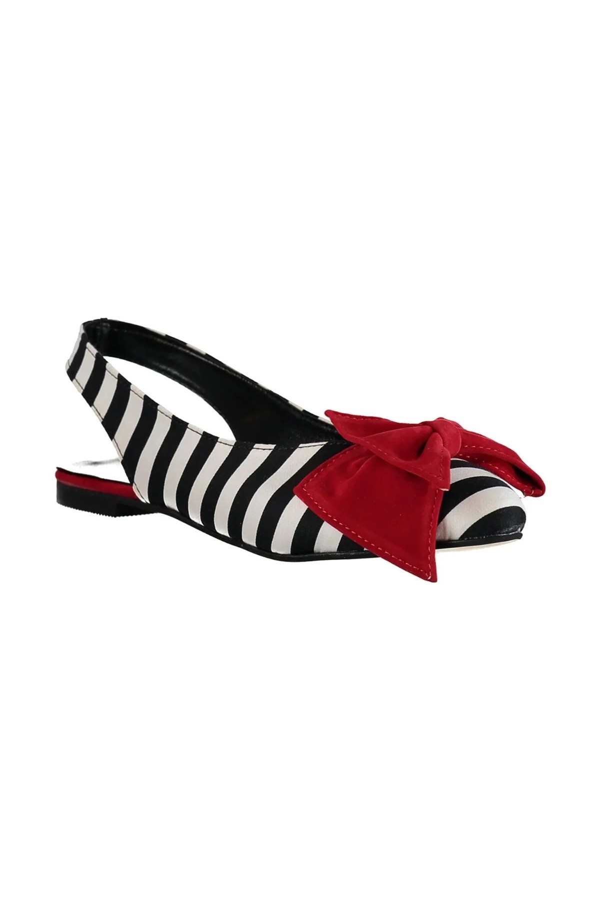 Fox Shoes Siyah/Beyaz/Kırmızı Kadın Babet D726774404 görsel 6