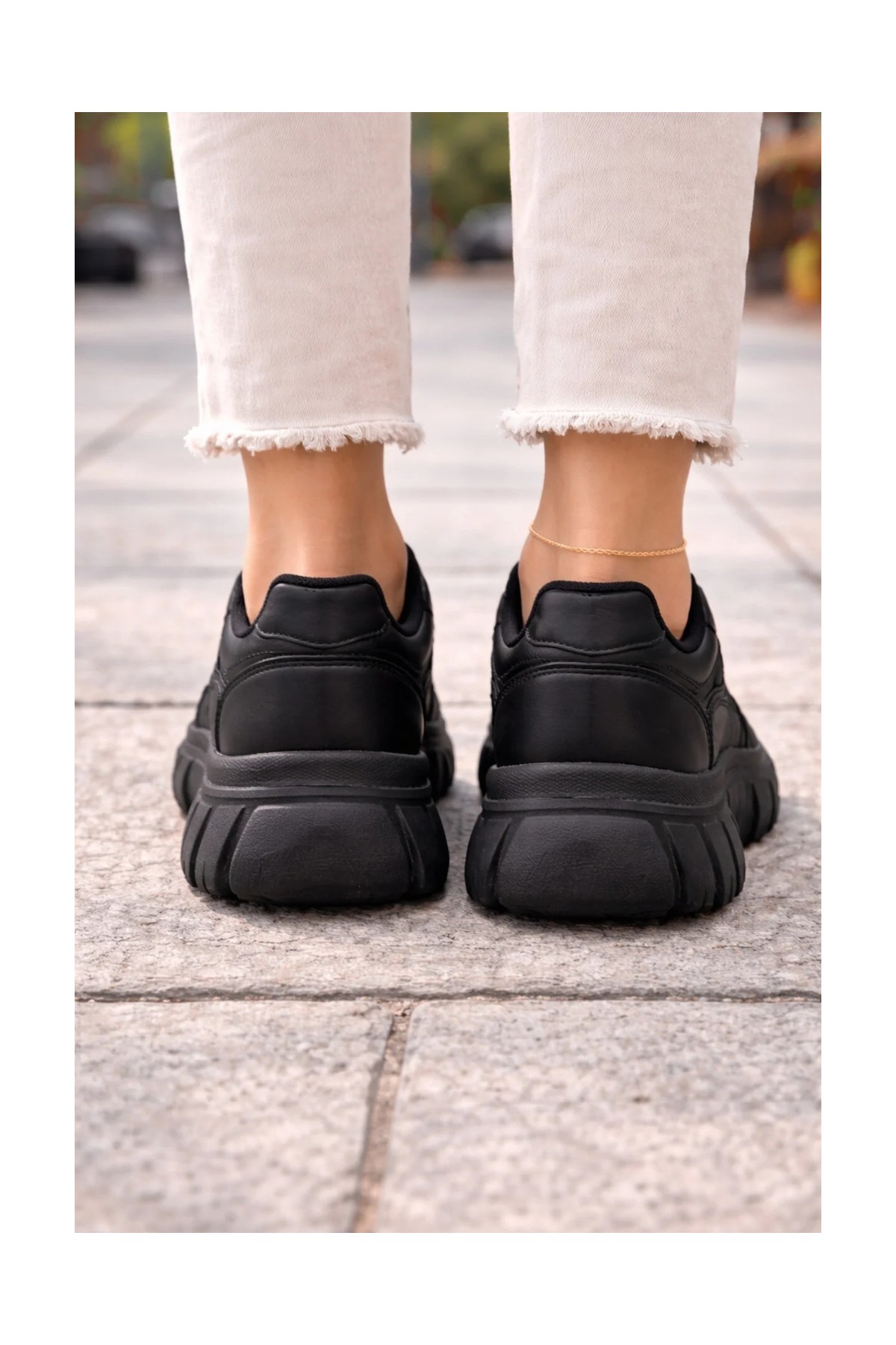 Emax Kalın Tabanlı Kadın Spor Ayakkabı, Günlük Rahat Kullanım, Bağcıklı Sneaker görsel 4