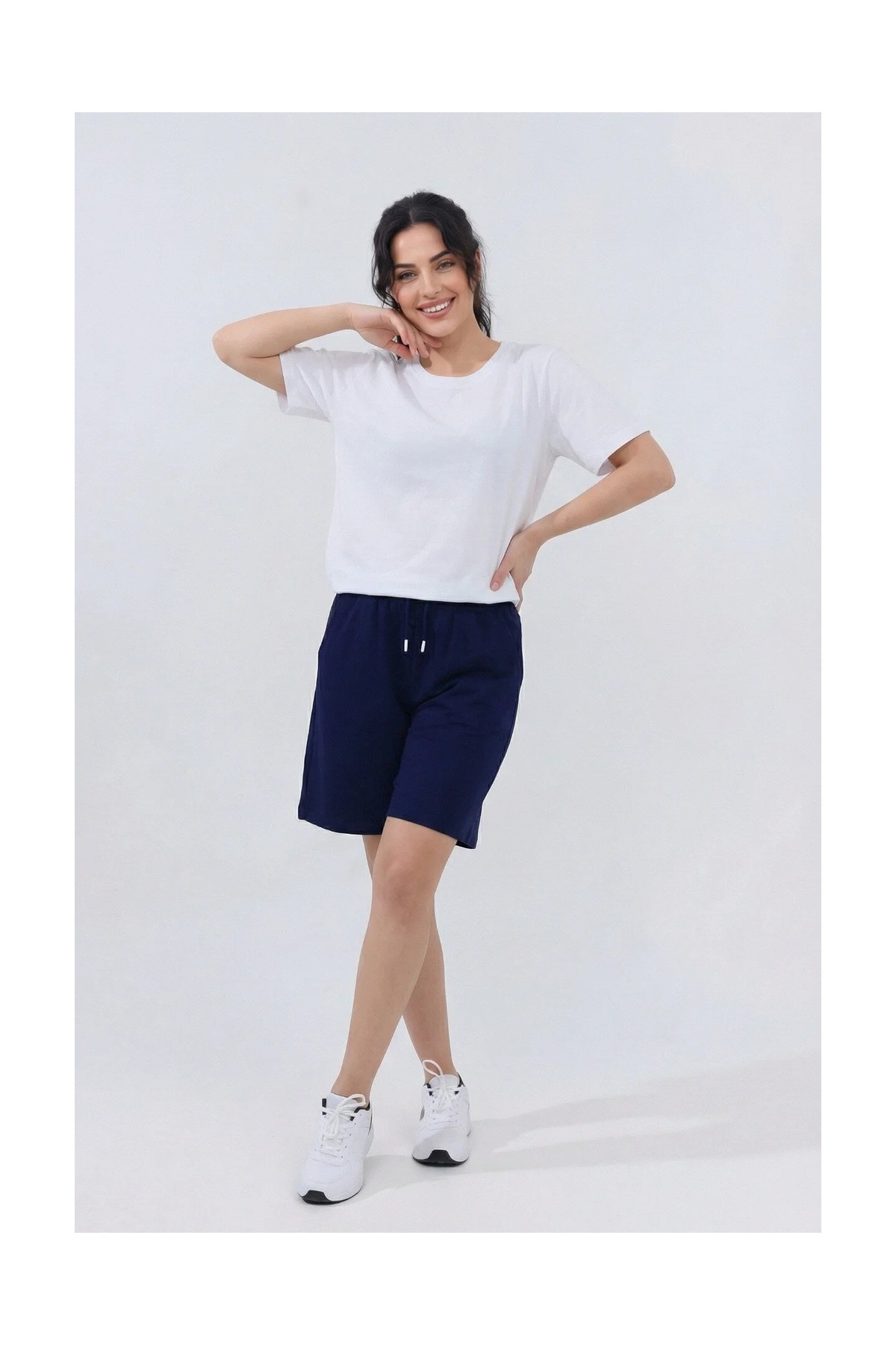 Veleno Kadın 3'lü Avantajlı Paket Oversize Relaxed Bermuda Şort Rahat Kalıp görsel 2