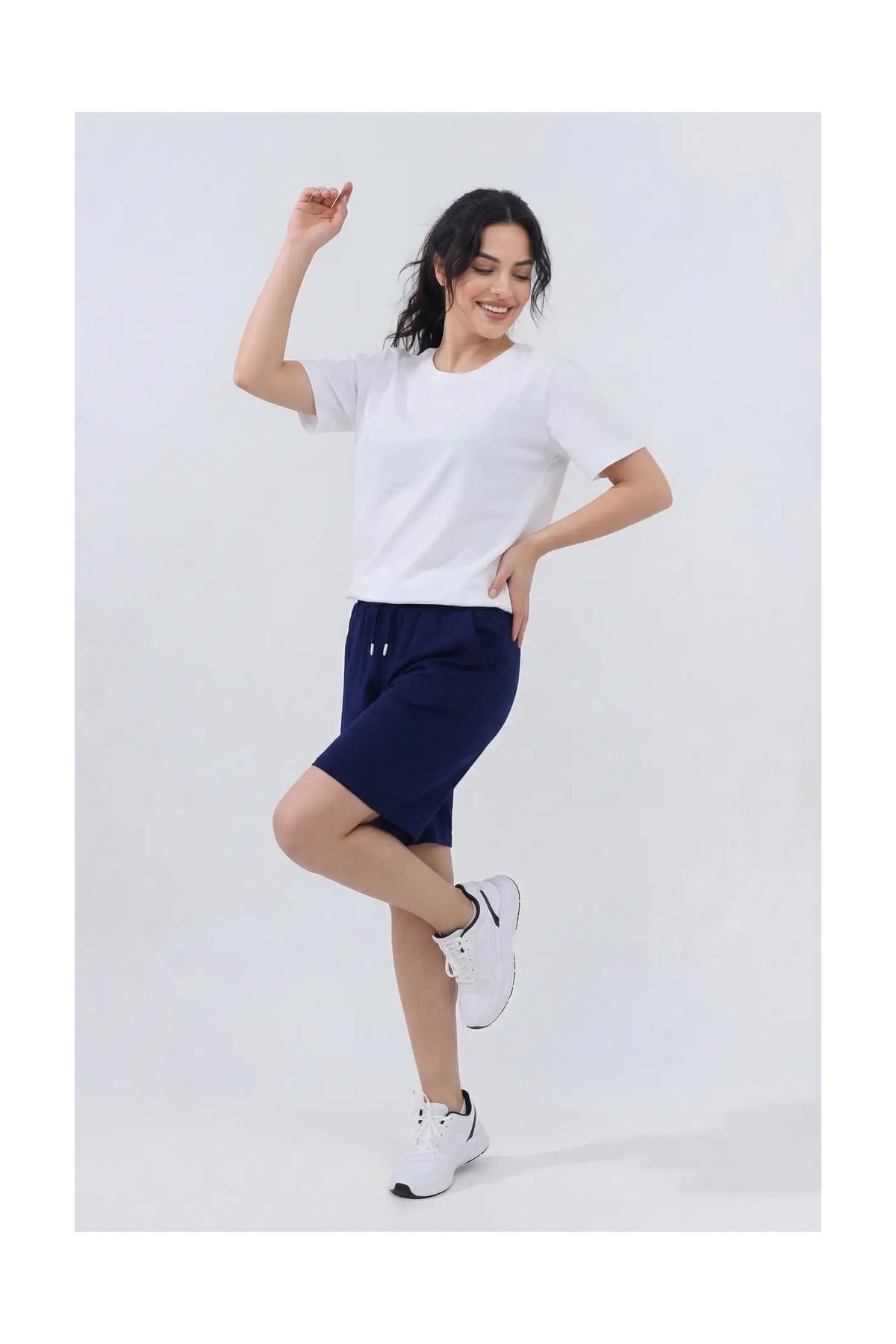 Veleno Kadın 3'lü Avantajlı Paket Oversize Relaxed Bermuda Şort Rahat Kalıp görsel 3