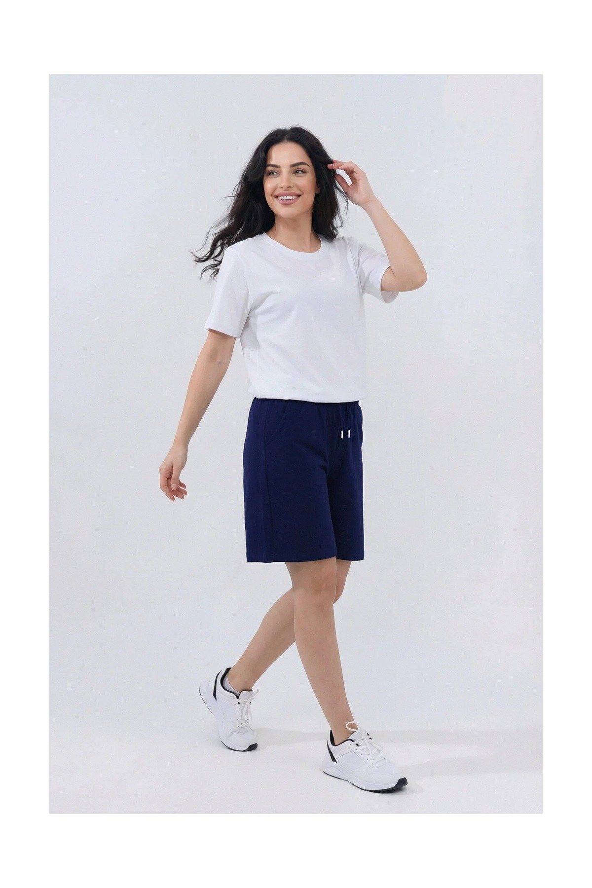 Veleno Kadın 3'lü Avantajlı Paket Oversize Relaxed Bermuda Şort Rahat Kalıp görsel 4