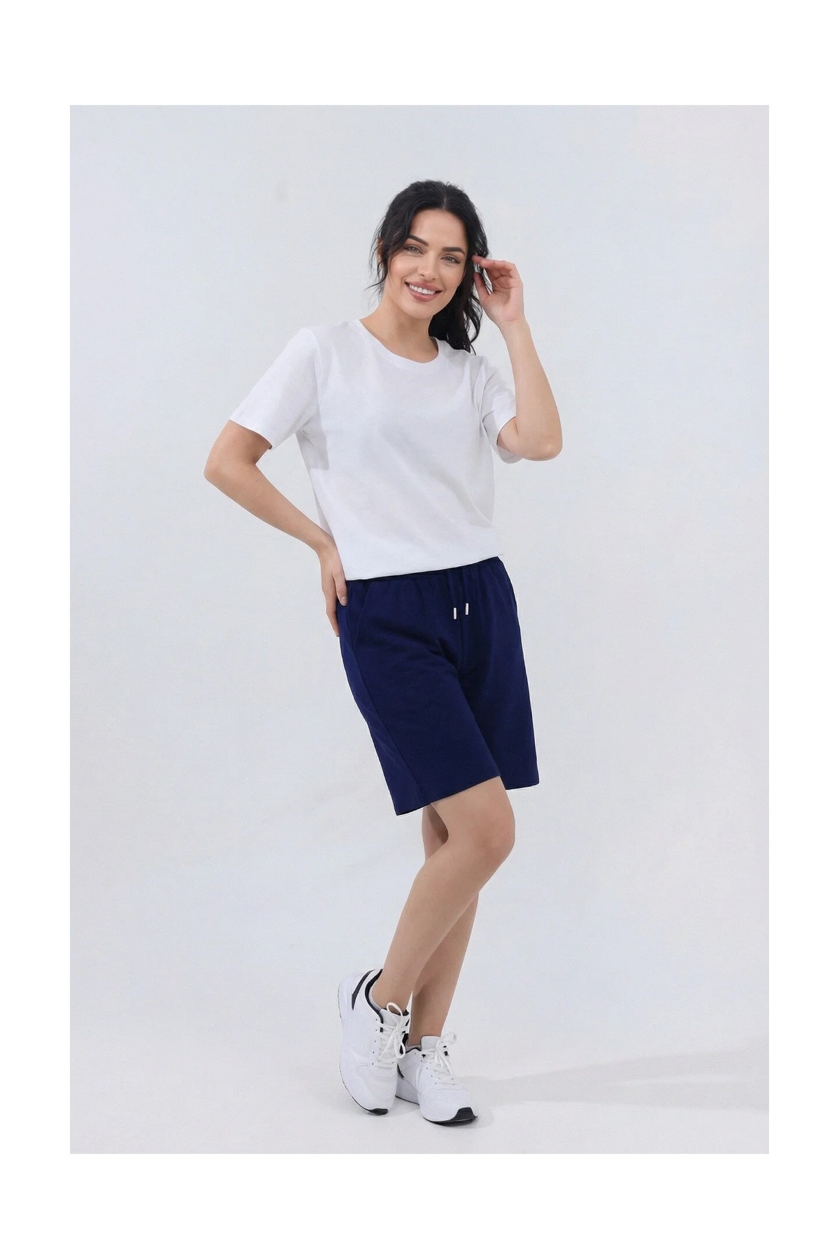 Veleno Kadın 3'lü Avantajlı Paket Oversize Relaxed Bermuda Şort Rahat Kalıp görsel 5