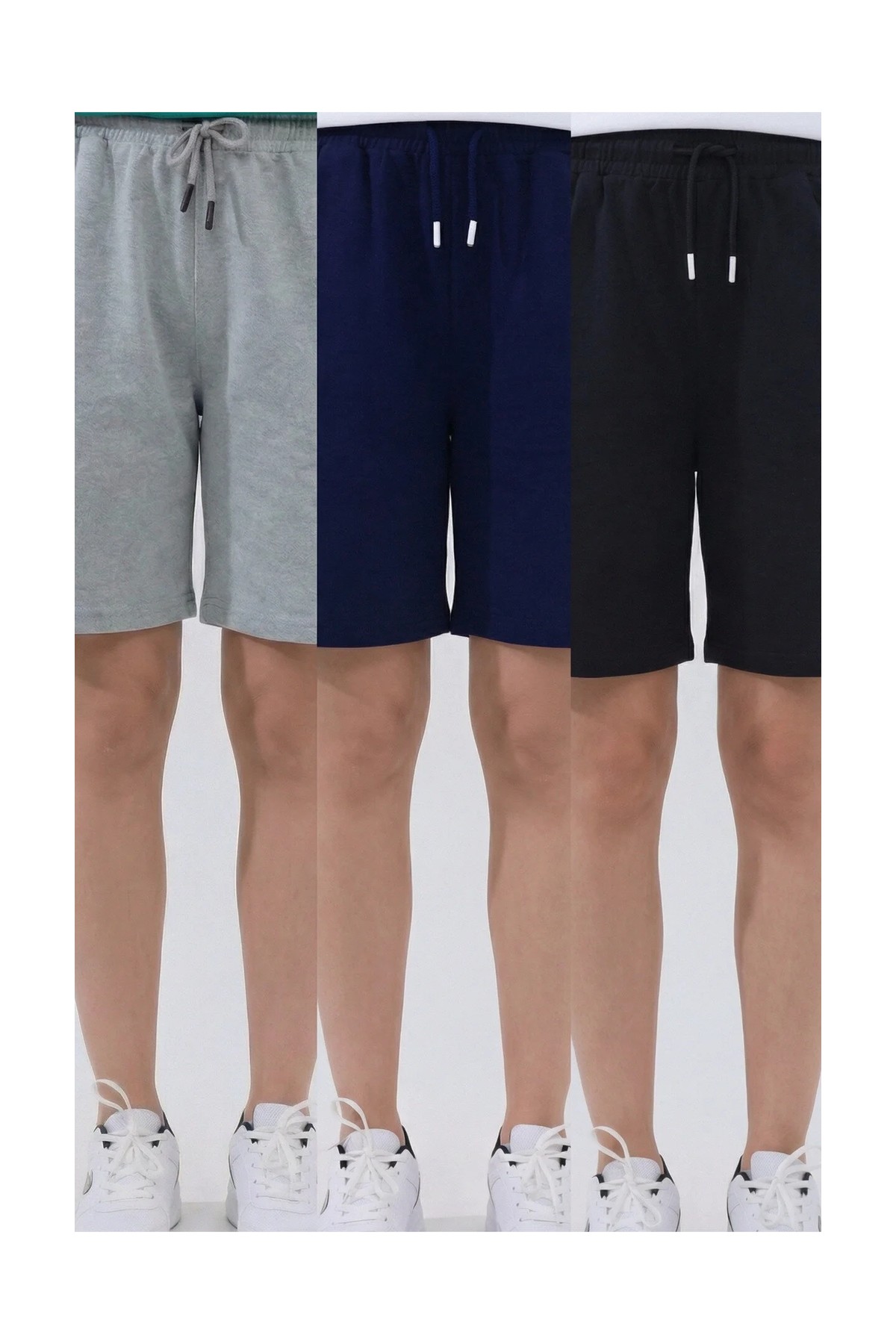 Veleno Kadın 3'lü Avantajlı Paket Oversize Relaxed Bermuda Şort Rahat Kalıp