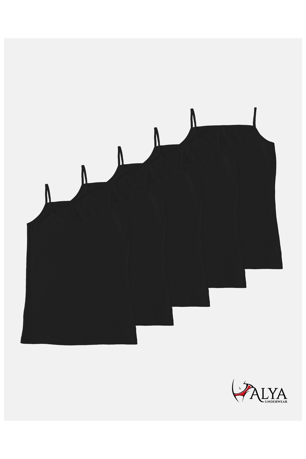 Alya Underwear %100 Pamuk Kumaşlı Ip Askılı Kadın Atlet Jakarlı Ribana Kalp Işlemeli 5\'li Paket görsel 4