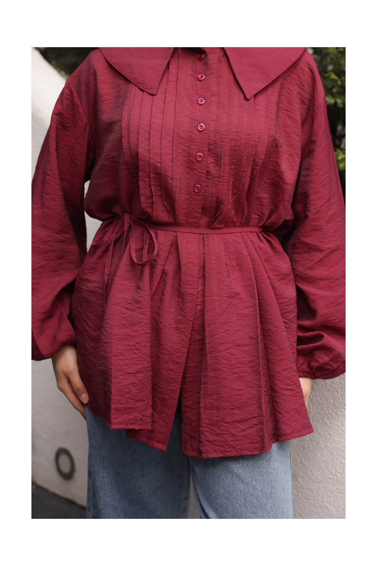 İmaj Butik Bebe Mavi Bebe Yaka Bel Bağlamalı Gömlek görsel 3