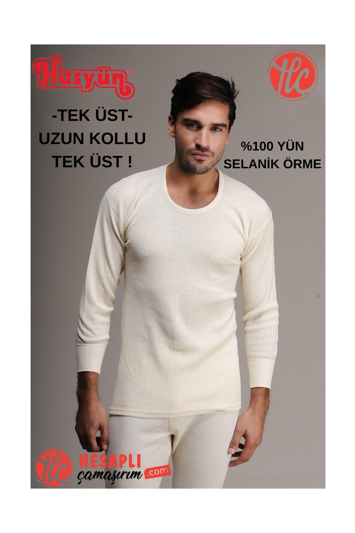 Hasyün Erkek Ter Emici Kaşındırmaz %100 Yün Uzun Kollu Içlik
