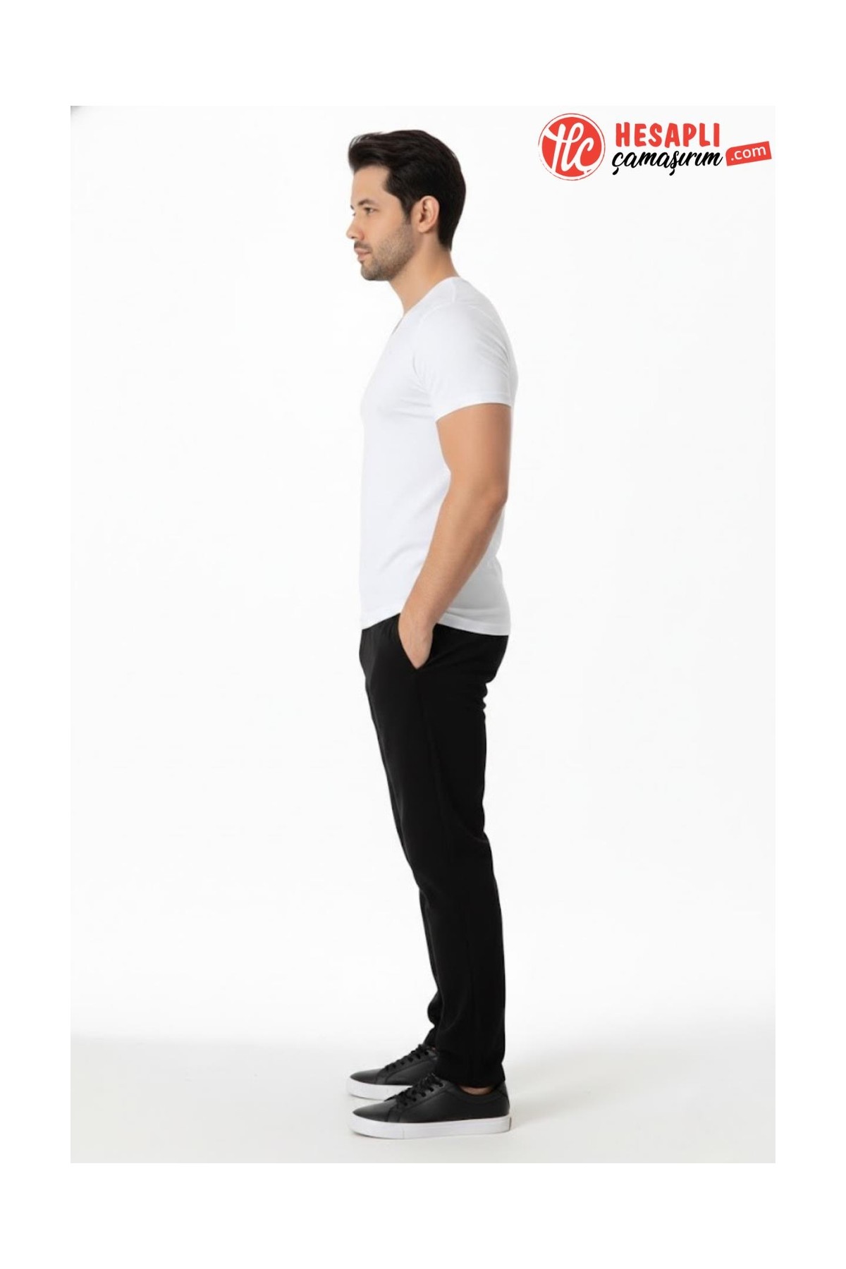 GOLDOREMİ LÜX DRM 3905 Erkek Bambu Nefes Alabilen İnce Rahat Yazlık Kumaş V Yaka Kısa Kollu T-Shirt görsel 4