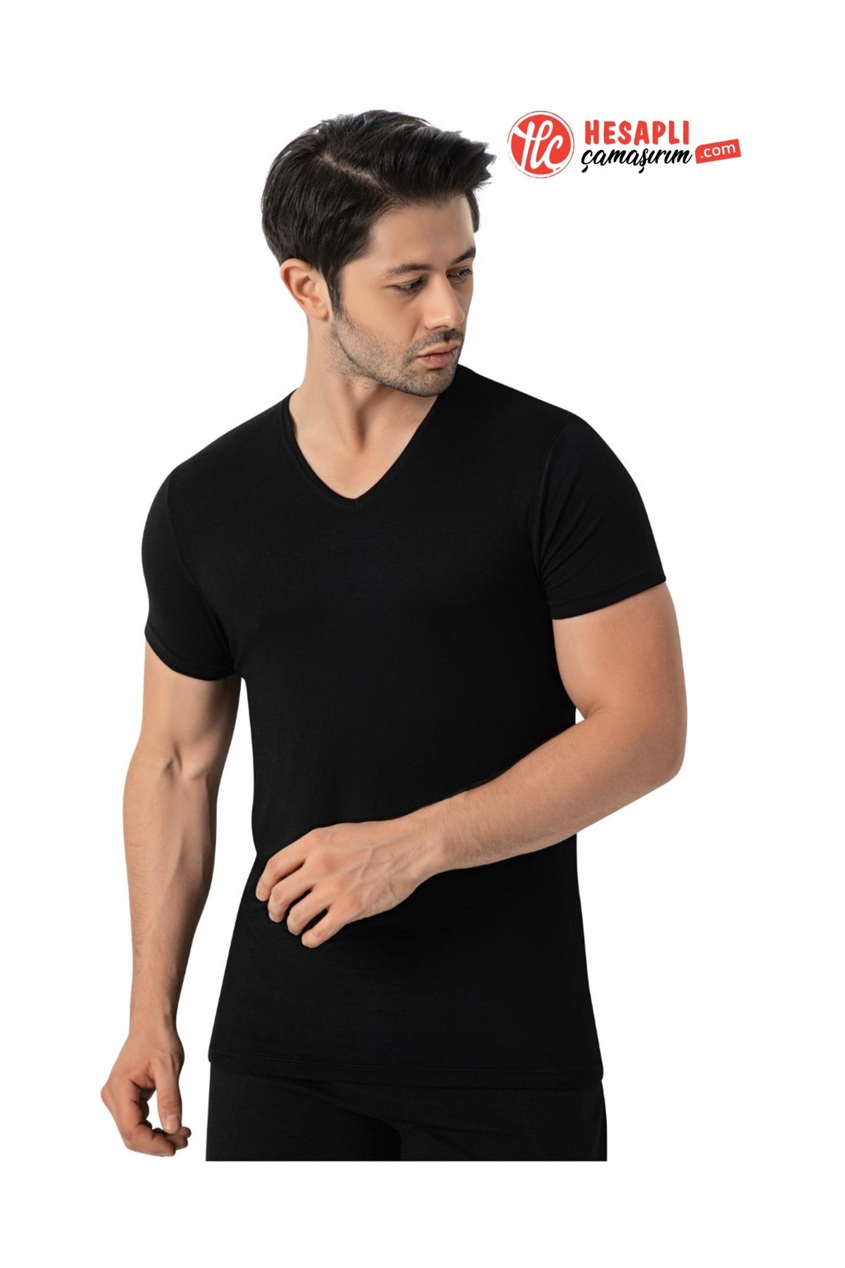 GOLDOREMİ LÜX DRM 3905 Erkek Bambu Nefes Alabilen İnce Rahat Yazlık Kumaş V Yaka Kısa Kollu T-Shirt görsel 8