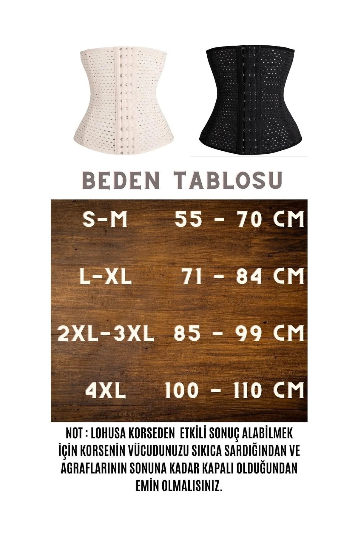 Lüx Wood Kadın Siyah Bel Şekillendirici Doğum Sonrası Korse görsel 2