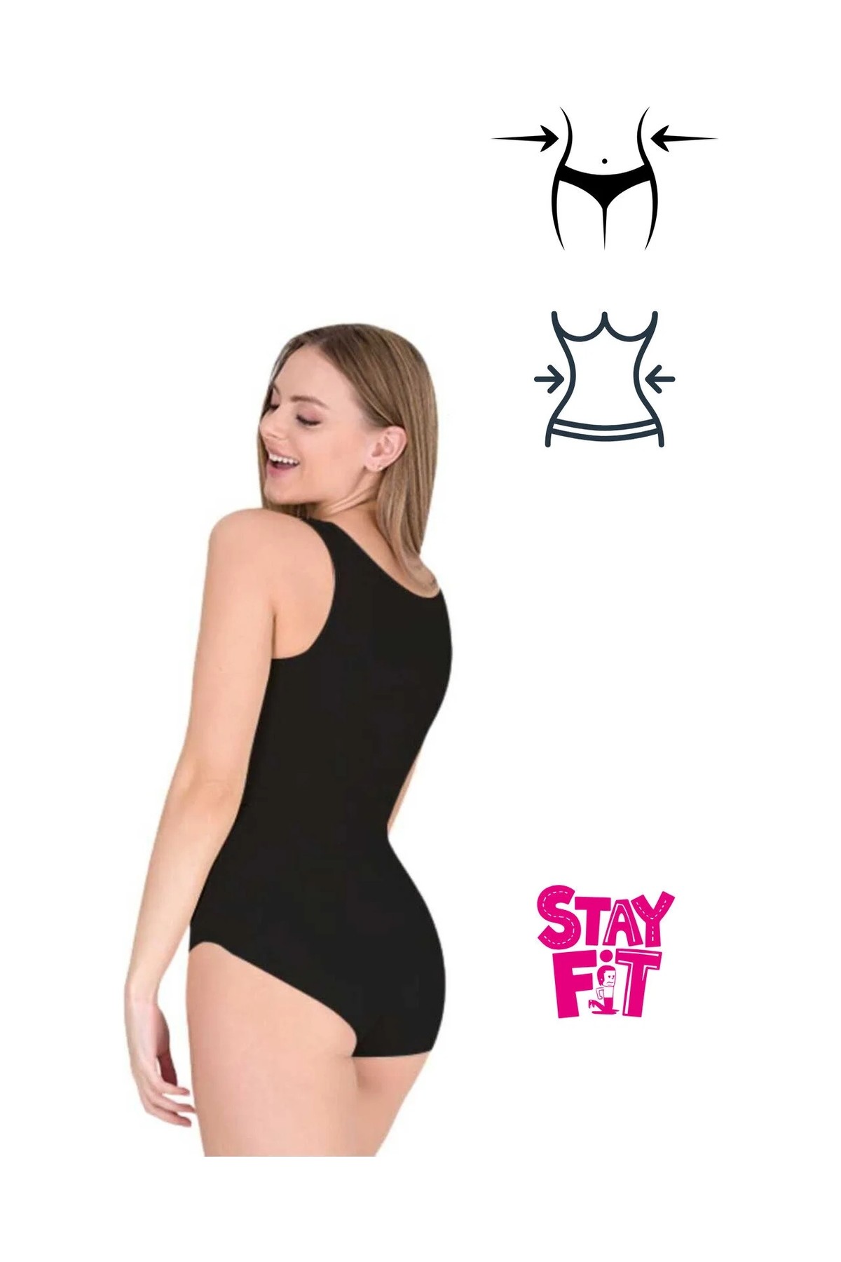 Lüx Wood Kalın Askılı Çıtçıtlı Zayıflatan Toparlayıcı Badi Korse Bej Renk L - XL Kadın Kullanımı İçin görsel 4