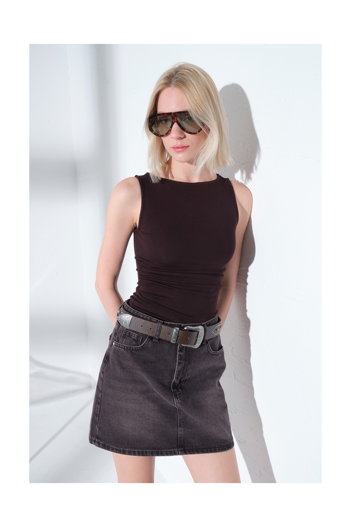 Domoda %100 Pamuk 5 Cep Denim Kot Kadın Jean Mini Etek @latina