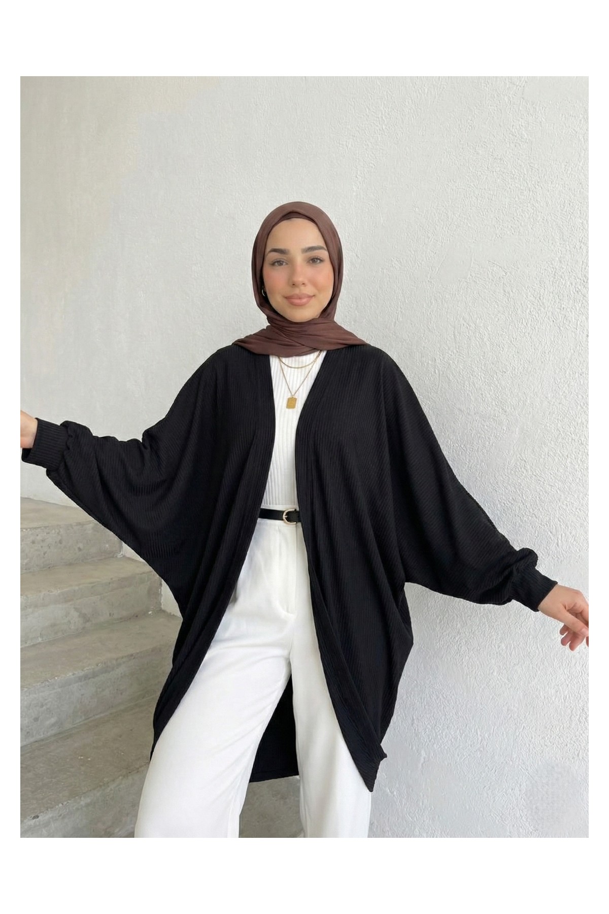 Miostil Yarasa Kol Hırka-Siyah