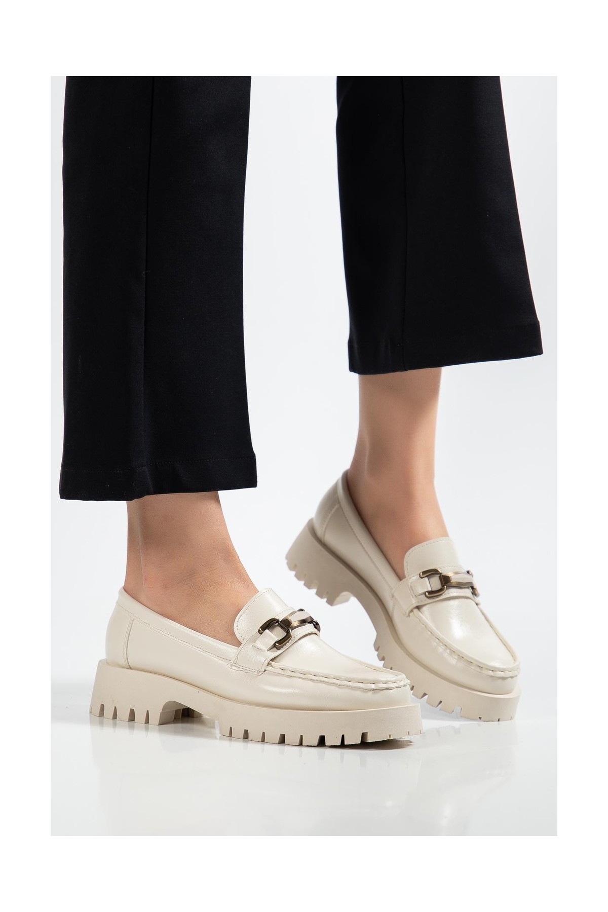 Suins Shoes Suins Premium Renata Model Toka Detaylı Kadın Siyah Ten Loafer Ayakkabı görsel 2