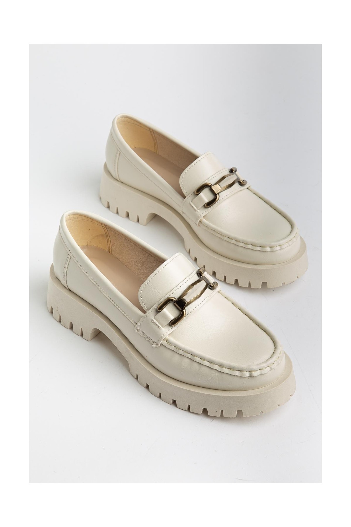 Suins Shoes Suins Premium Renata Model Toka Detaylı Kadın Siyah Ten Loafer Ayakkabı görsel 3