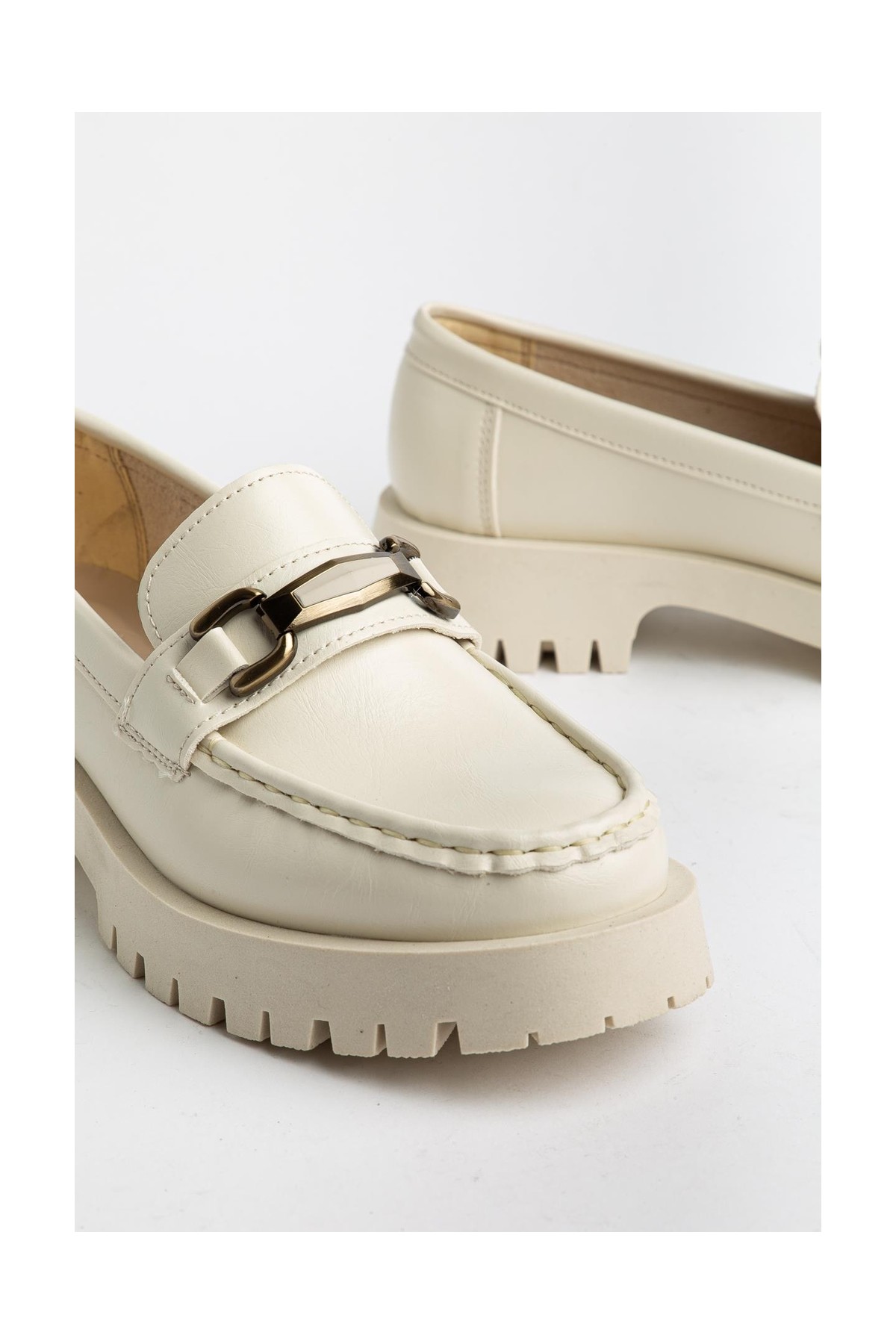 Suins Shoes Suins Premium Renata Model Toka Detaylı Kadın Siyah Ten Loafer Ayakkabı görsel 4