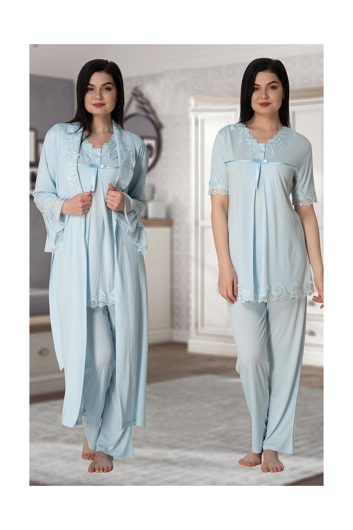 Çamaşır Kenti Effortt 5034 Sabahlıklı Lohusa Pijama Takımı
