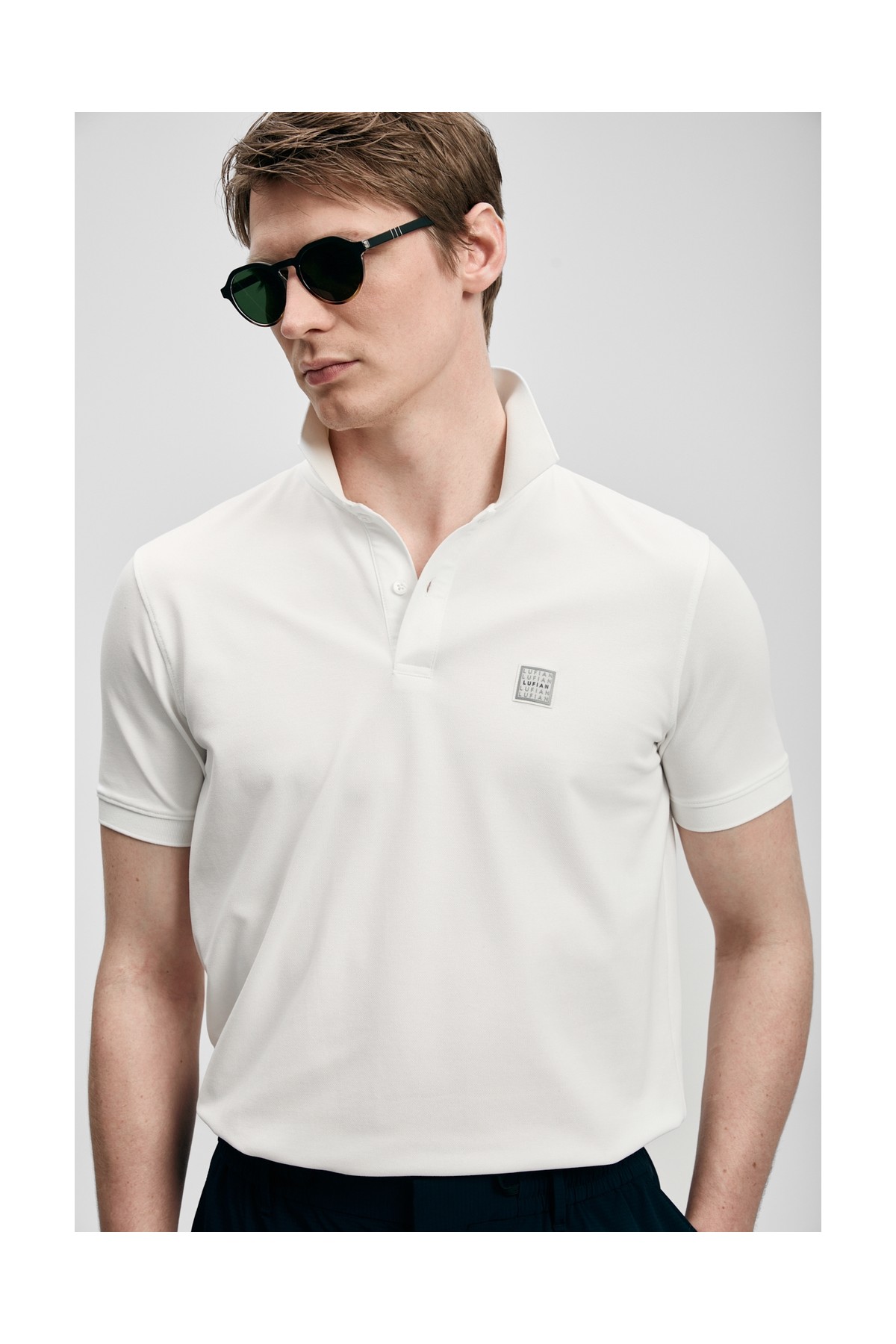 Lufian Carter Smart Erkek Polo Tişört Kırık Beyaz