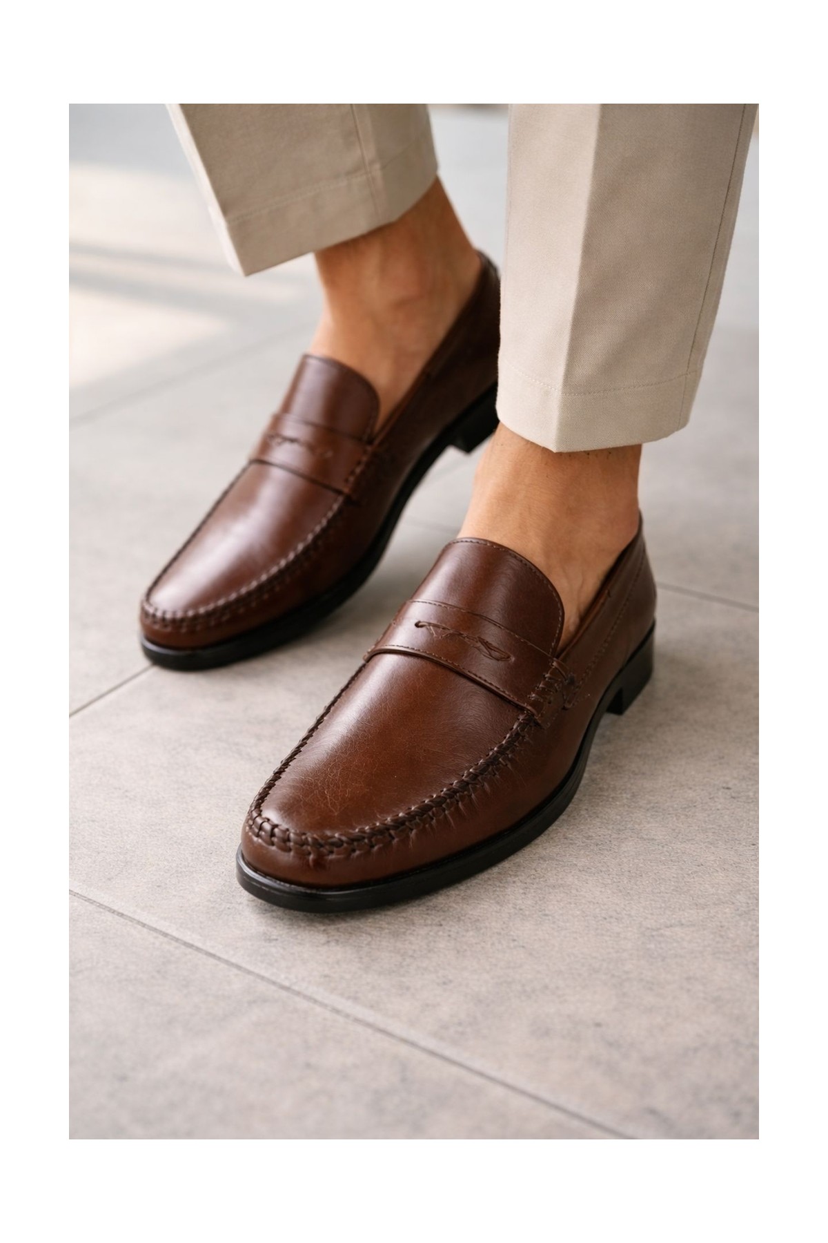 Muggo Vogayer Hakiki Deri Erkek Günlük Klasik Loafer Ayakkabı görsel 7