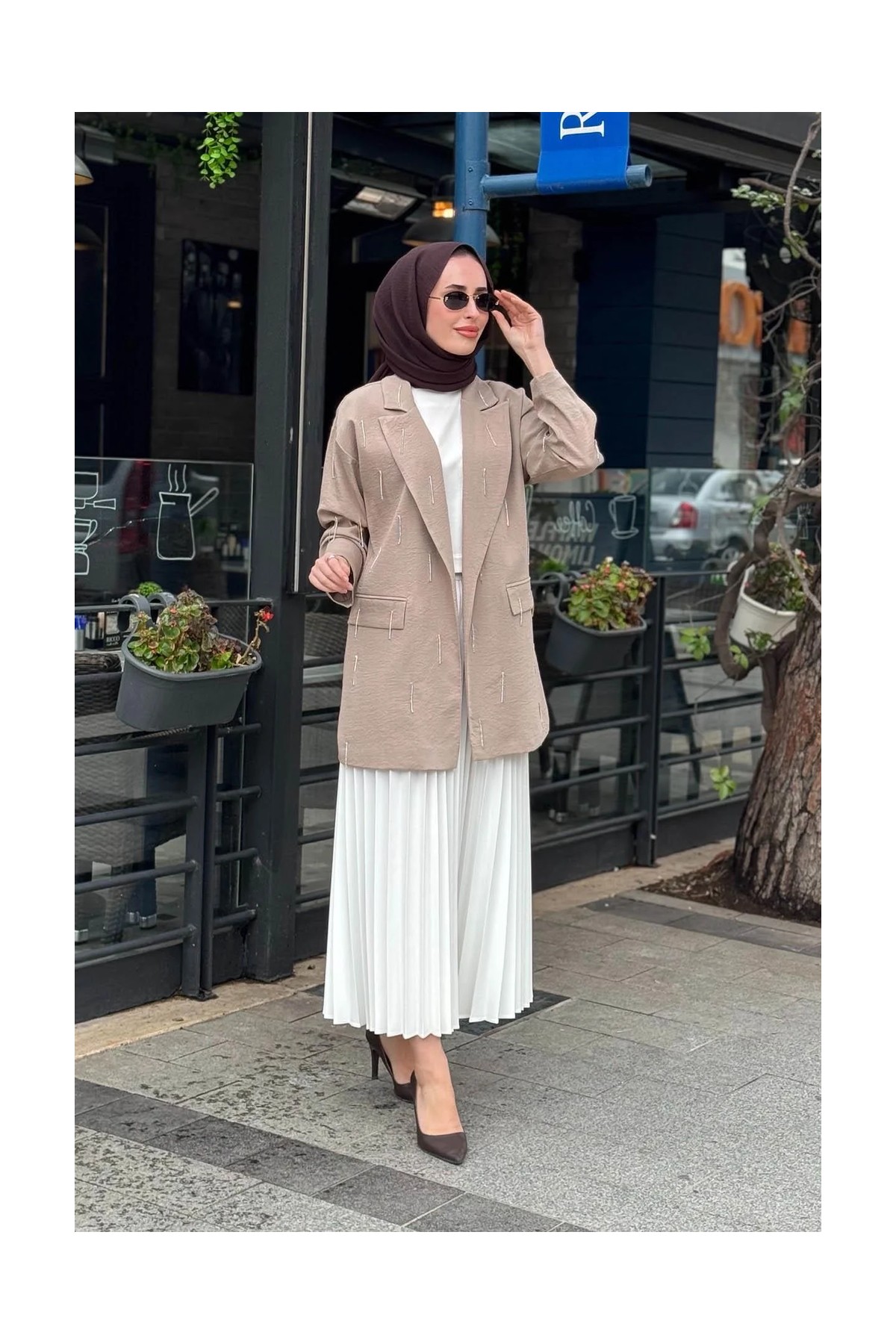 Moodbasic Keten Ceket MB04.79 Vizon