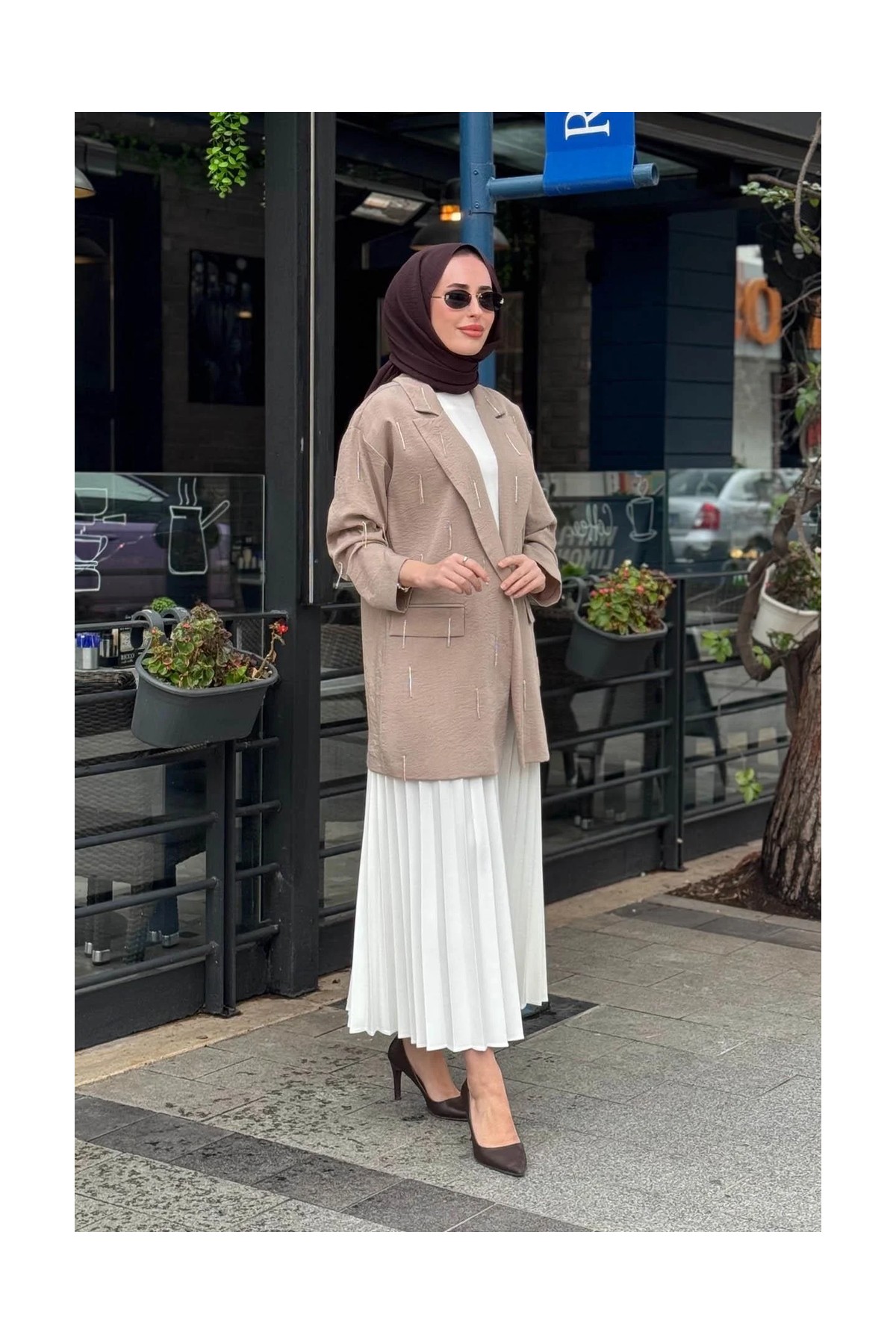 Moodbasic Keten Ceket MB04.79 Vizon görsel 2