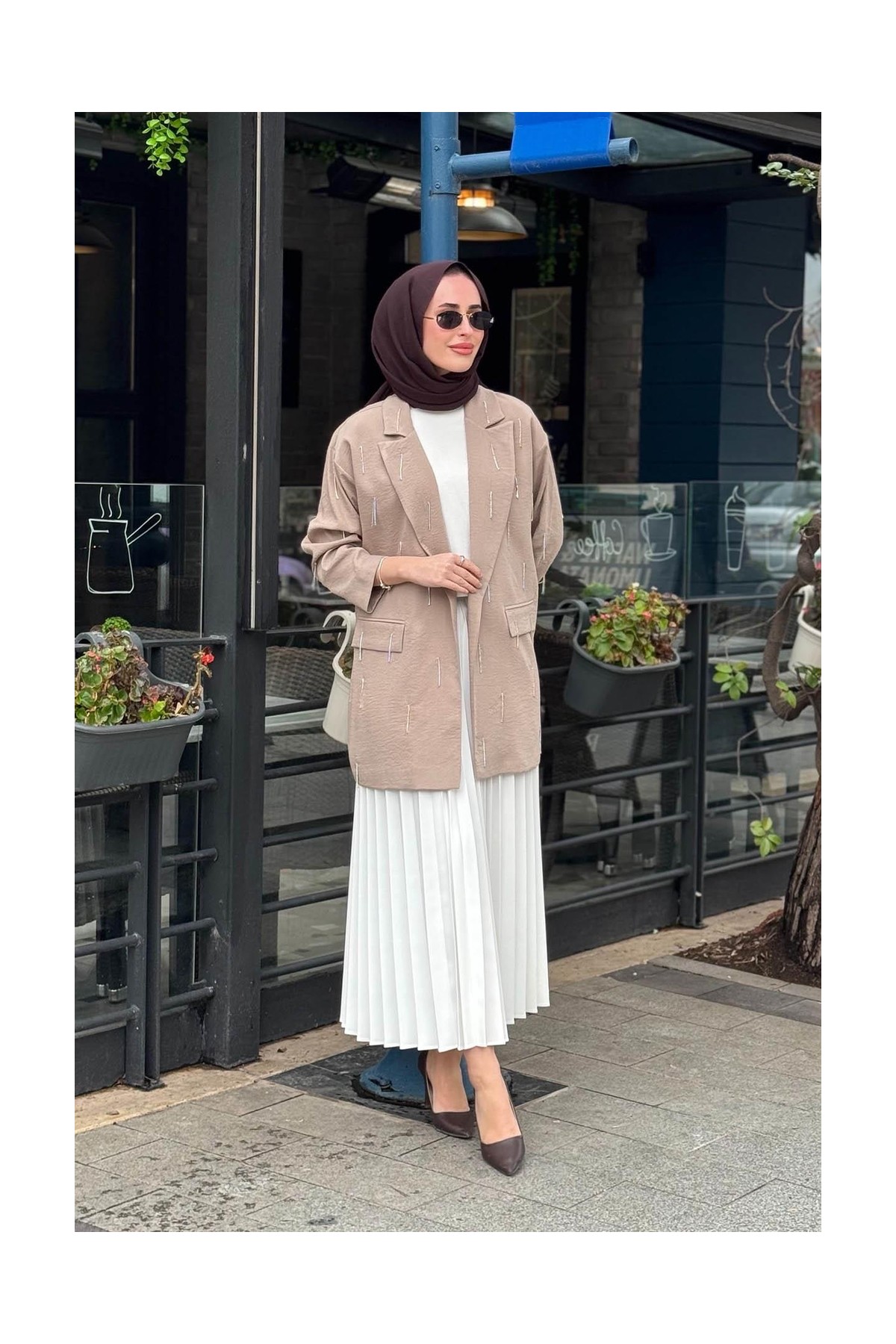 Moodbasic Keten Ceket MB04.79 Vizon görsel 4