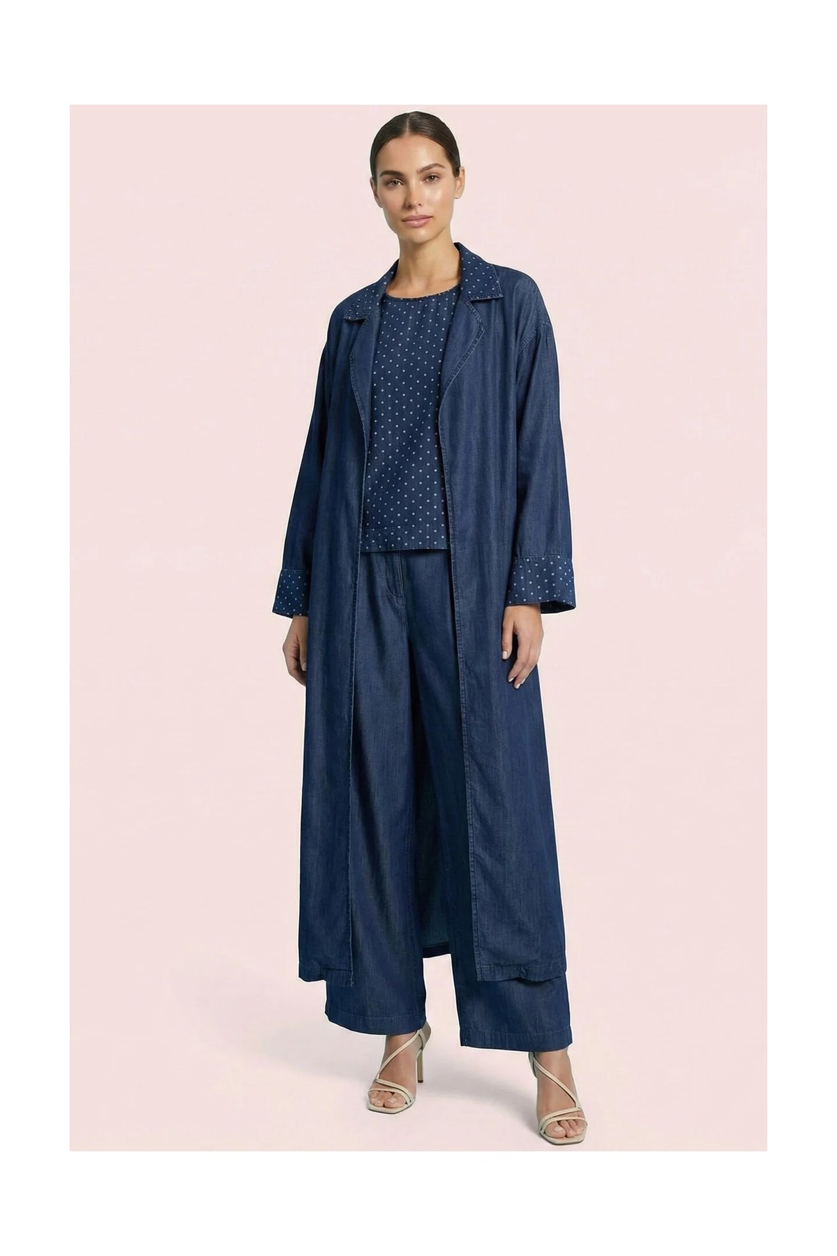 Guitar Uzun Mavi Jean Kimono