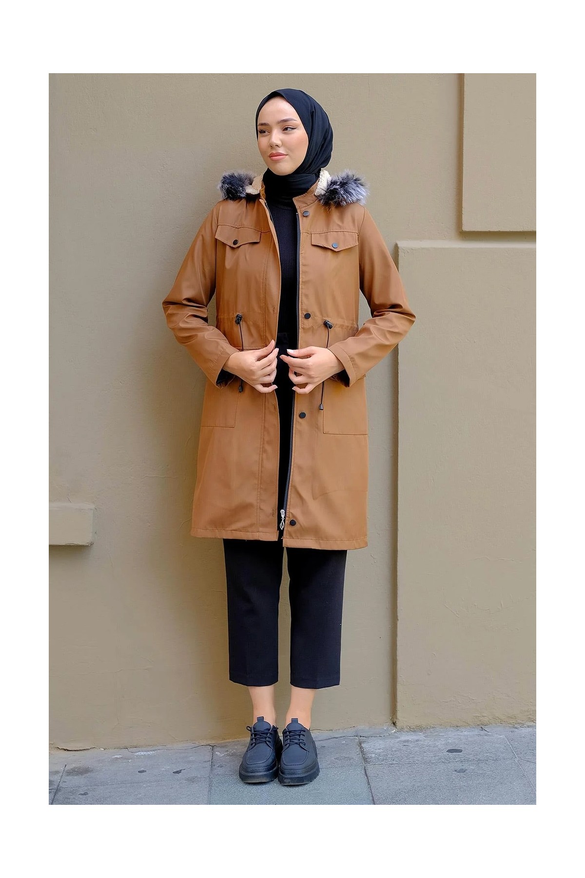 Hafsa Mina Cep Detaylı Mont Taba HM2287 görsel 6