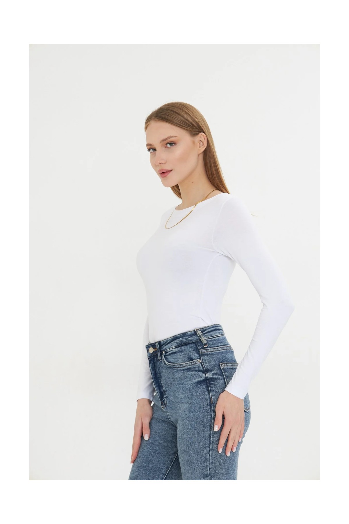 Irmak Kerekli Kadın Kayık Yaka Basic Uzun Kollu Body Likralı Bluz Viskon Body 160 Siyah görsel 2