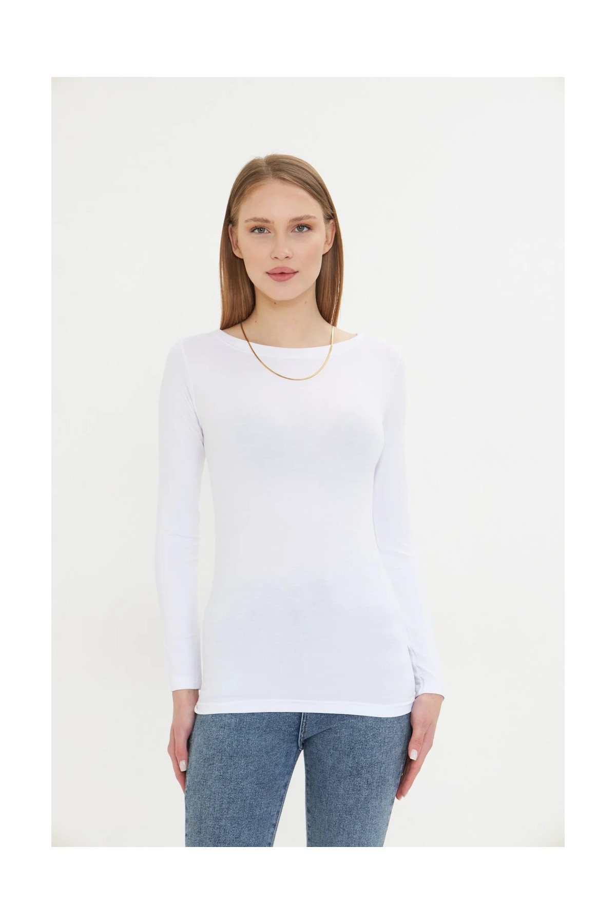 Irmak Kerekli Kadın Kayık Yaka Basic Uzun Kollu Body Likralı Bluz Viskon Body 160 Siyah görsel 3