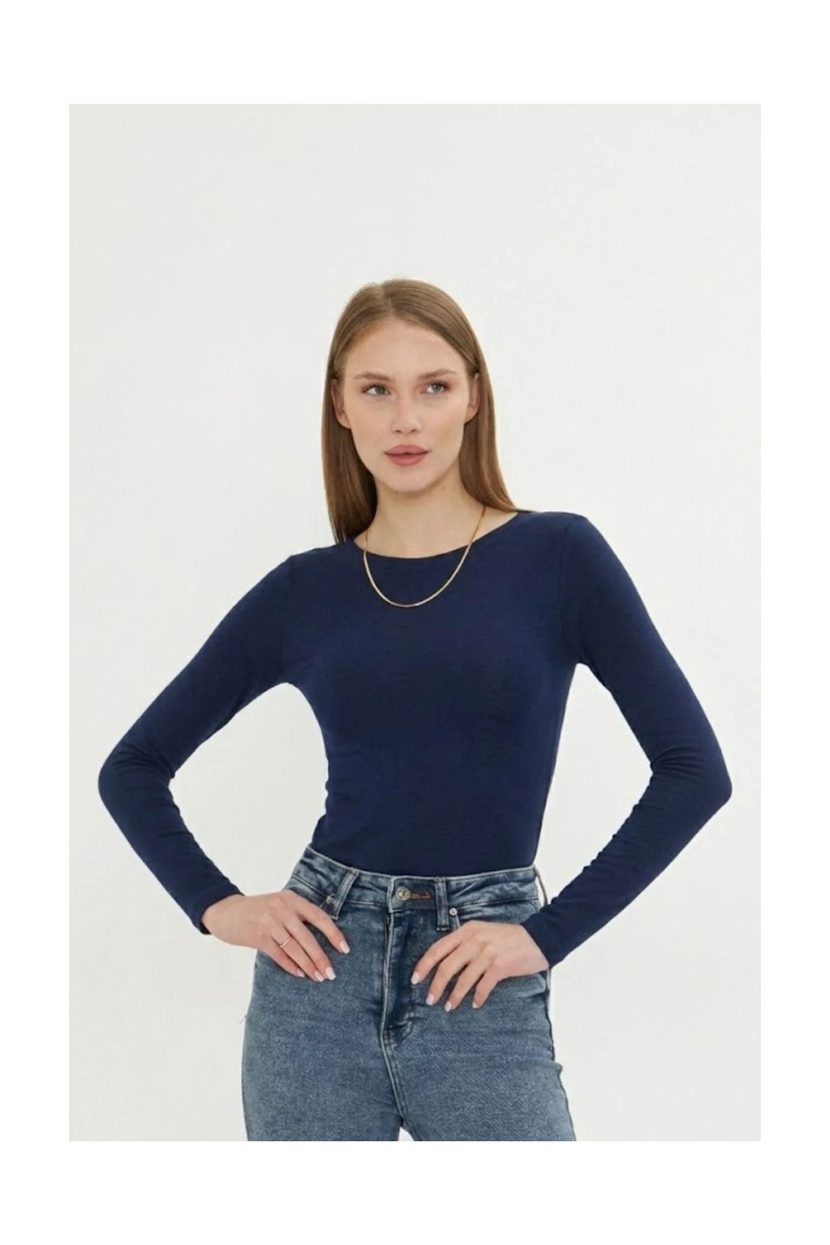 Irmak Kerekli Kadın Kayık Yaka Basic Uzun Kollu Body Likralı Bluz Viskon Body 160 Siyah