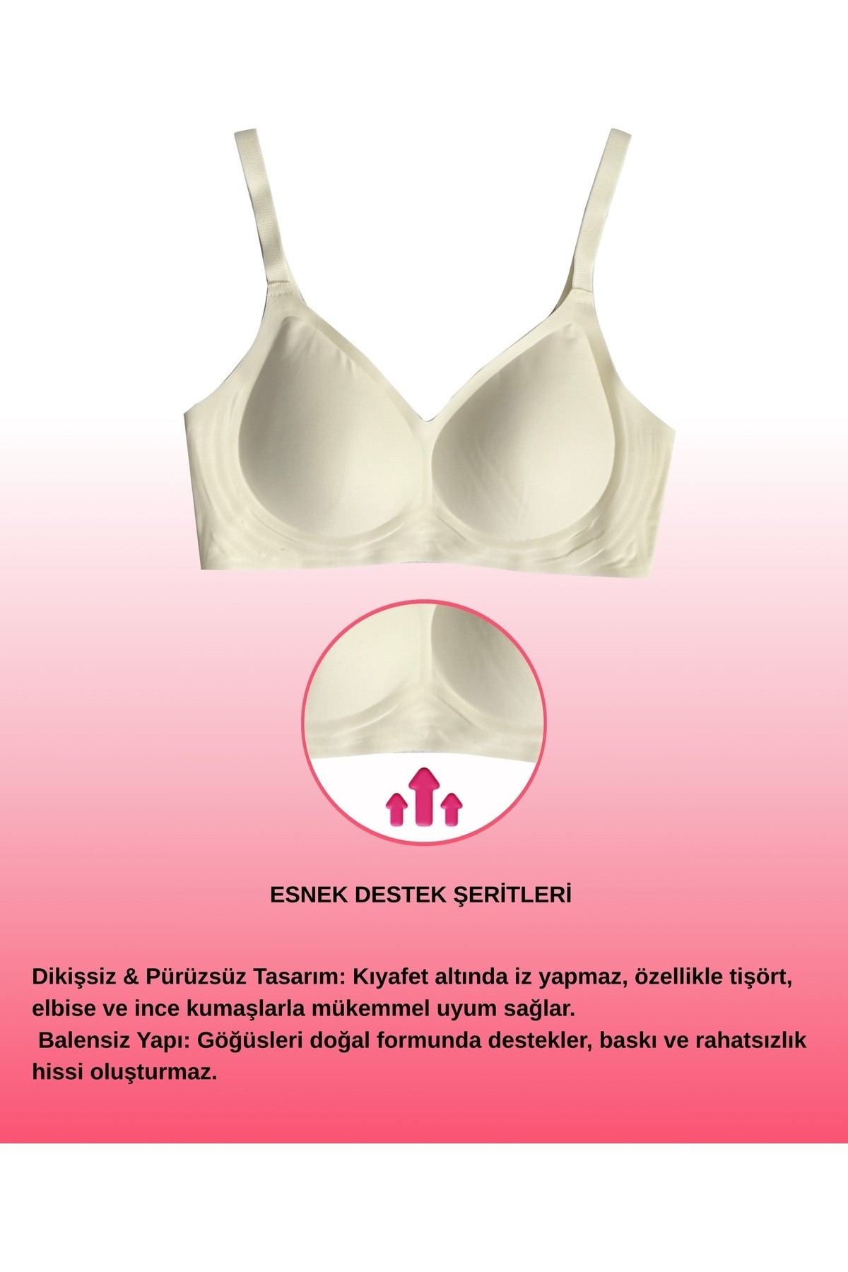 Alya Underwear Kadın Lazer Kesim Dikişsiz Çıkarılabilir Pedli Hayalet Sütyen görsel 3