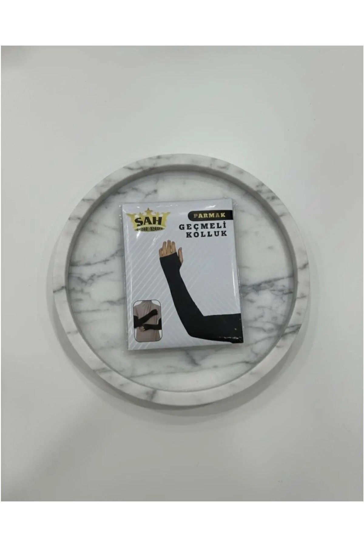 Qalortex Scarf Penye Parmak Geçmeli Kolluk-Siyah