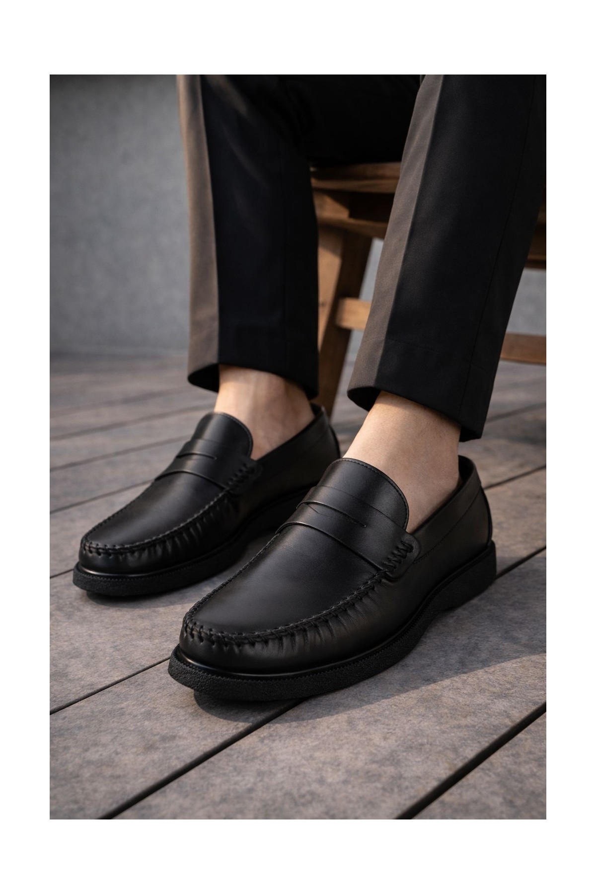 Muggo Gentz Hakiki Deri Rahat Taban Erkek Günlük Klasik Loafer Ayakkabı görsel 7