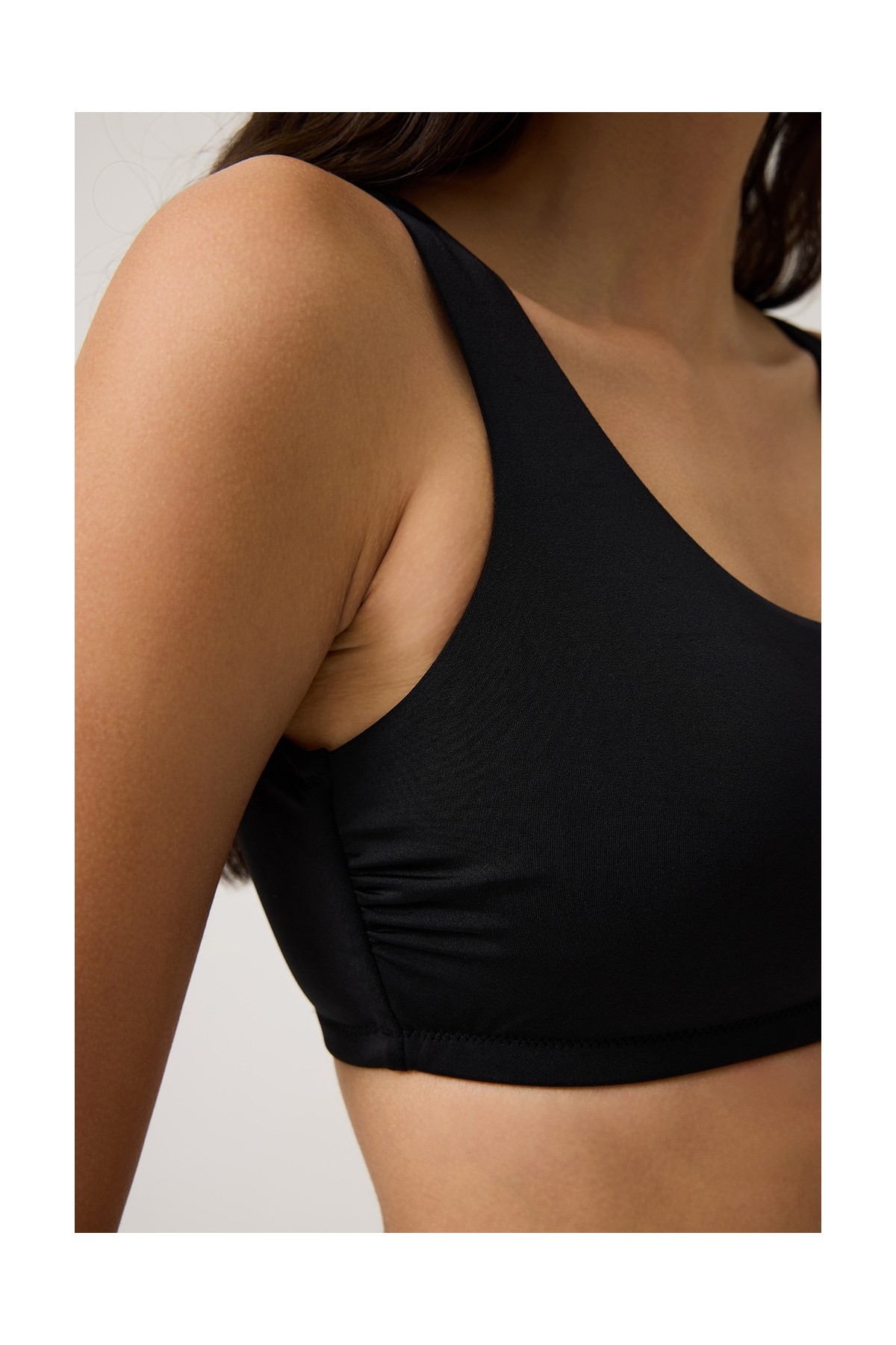 Los Ojos Bordo Kare Yaka Spor Bikini Üstü Sporty Top görsel 2