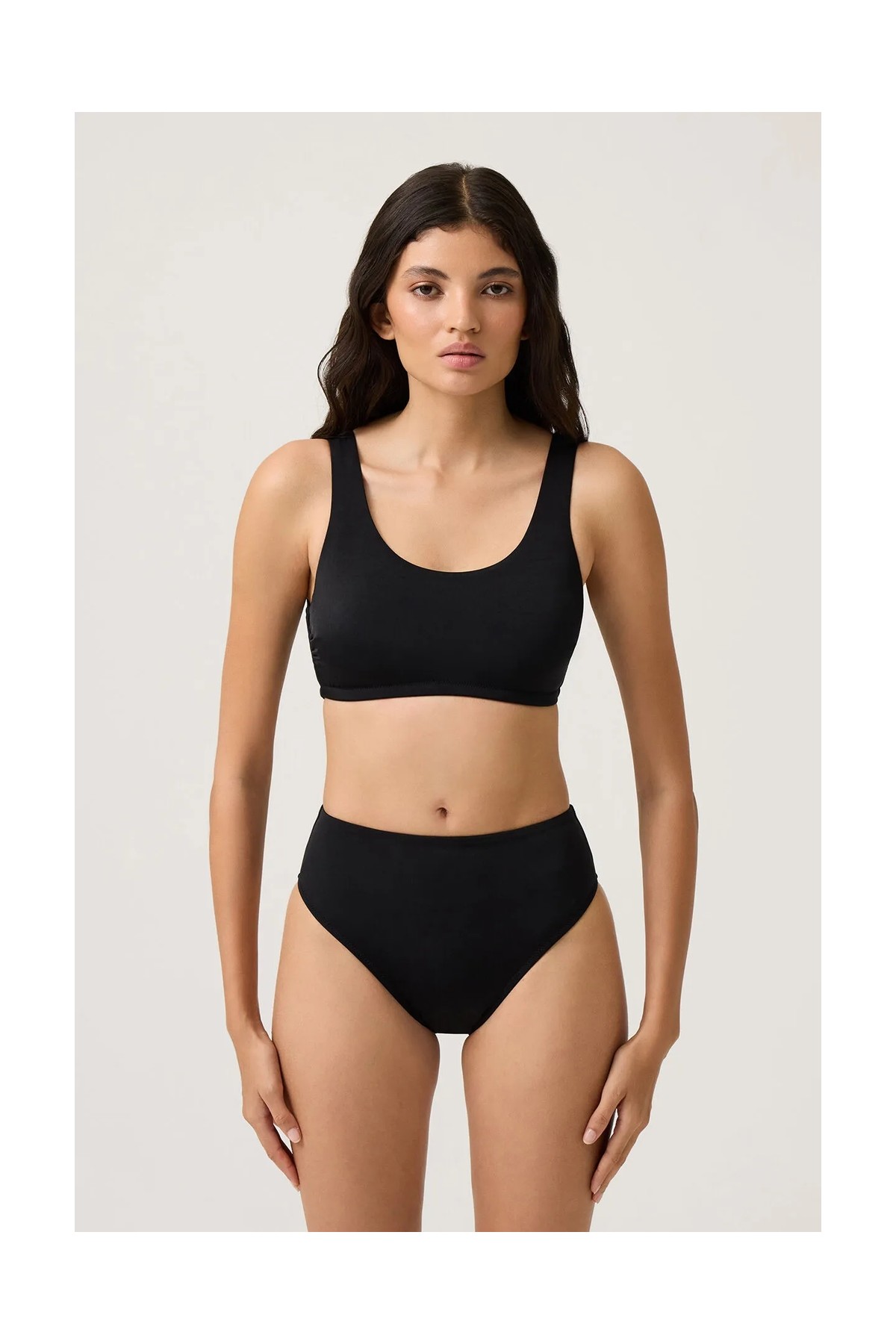 Los Ojos Bordo Kare Yaka Spor Bikini Üstü Sporty Top görsel 4